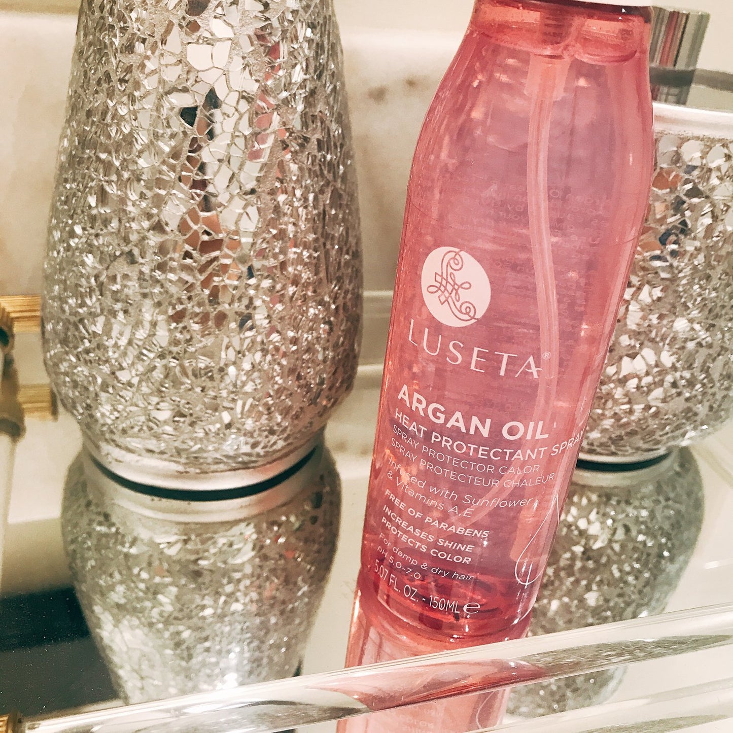 Luseta Argan Oil Heat Protectant Spray, Reduces Blow-dry Time by 50%, Provides Invisible Weightless Heat Shield to Fight Against Damage Caused by UV