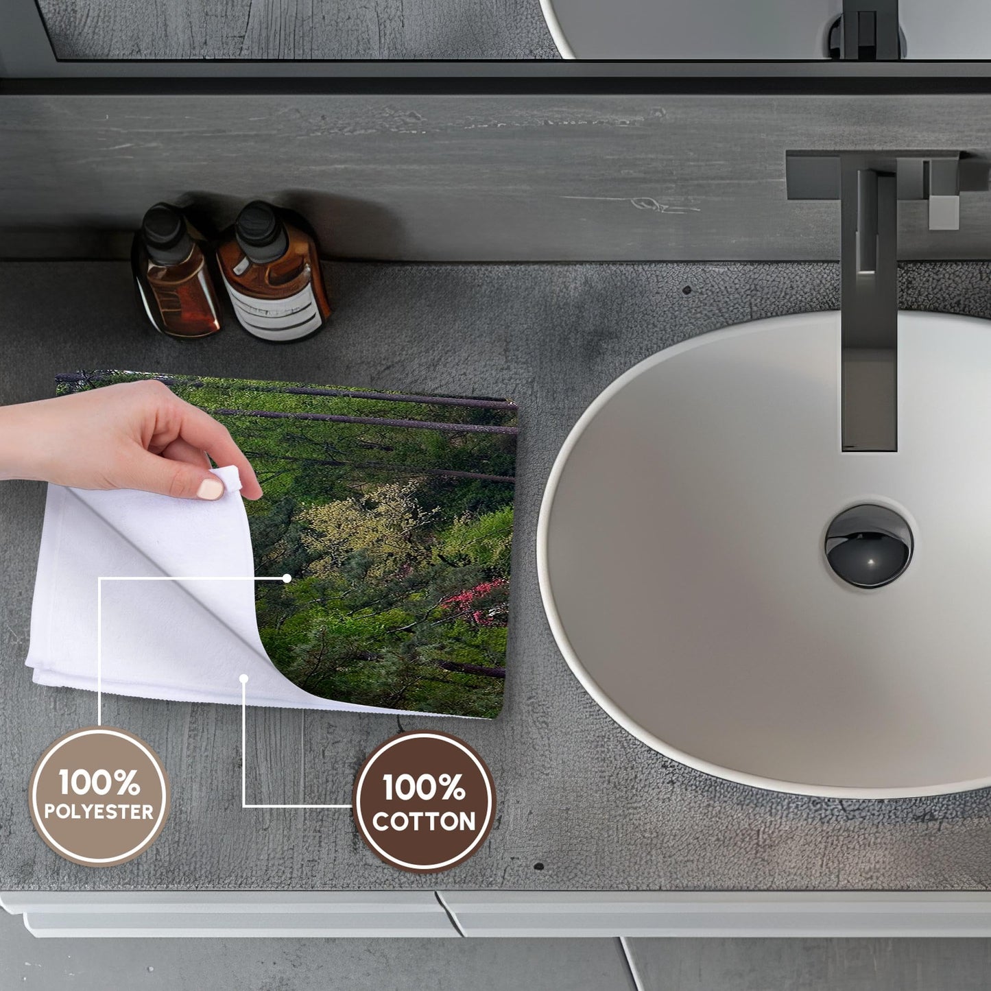 3D Rose Augusta's Amen Corner Golf Course-Golfers On Bridge Towel, 15" x 22", White