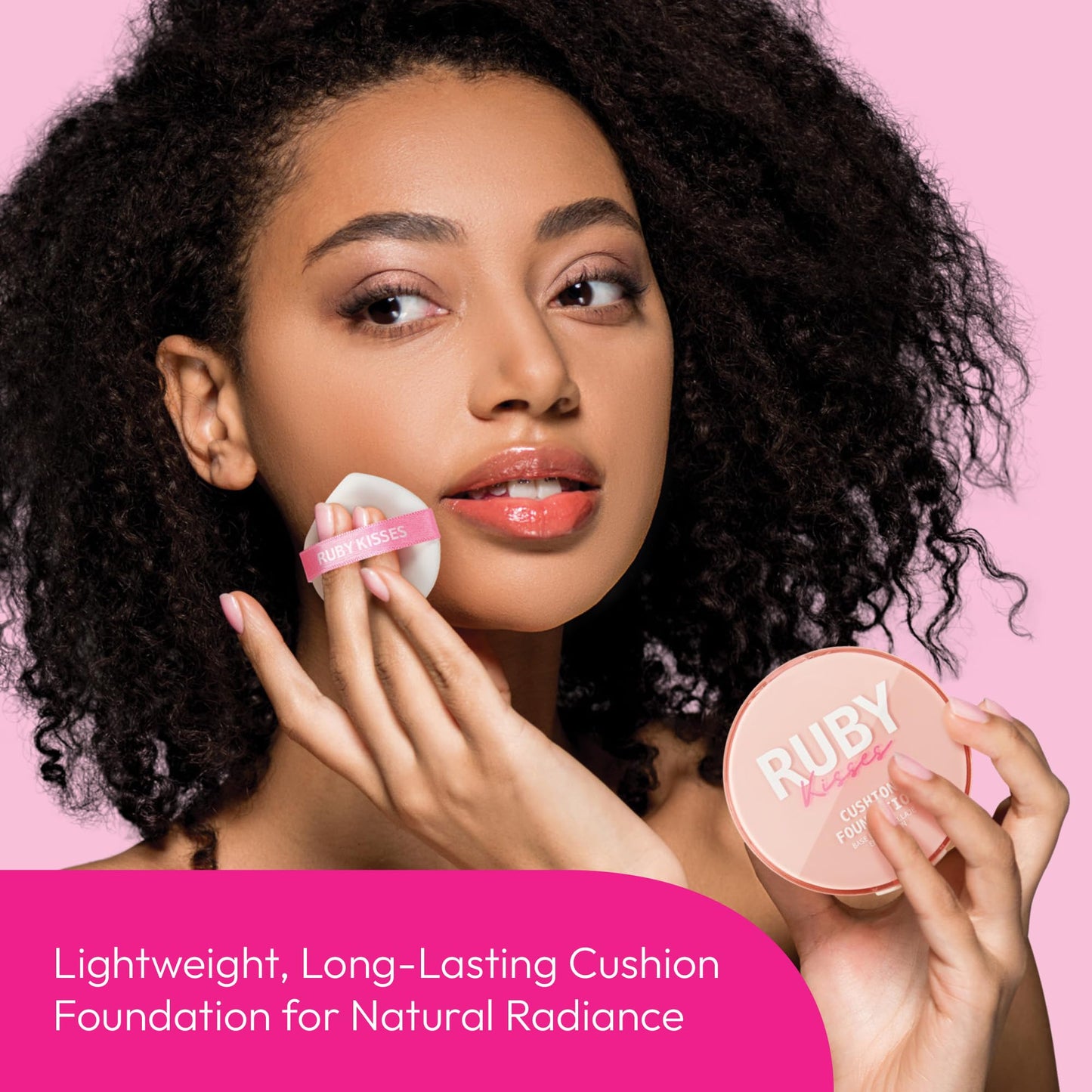 Ruby Kisses Cushion Foundation, Full Coverage Korean Makeup, Lightweight & Long Lasting, All Day Natural Glowy Finish for All Skin Types with Hyaluronic Acid & Bakuchiol (Mocha, 0.52 Ounce)