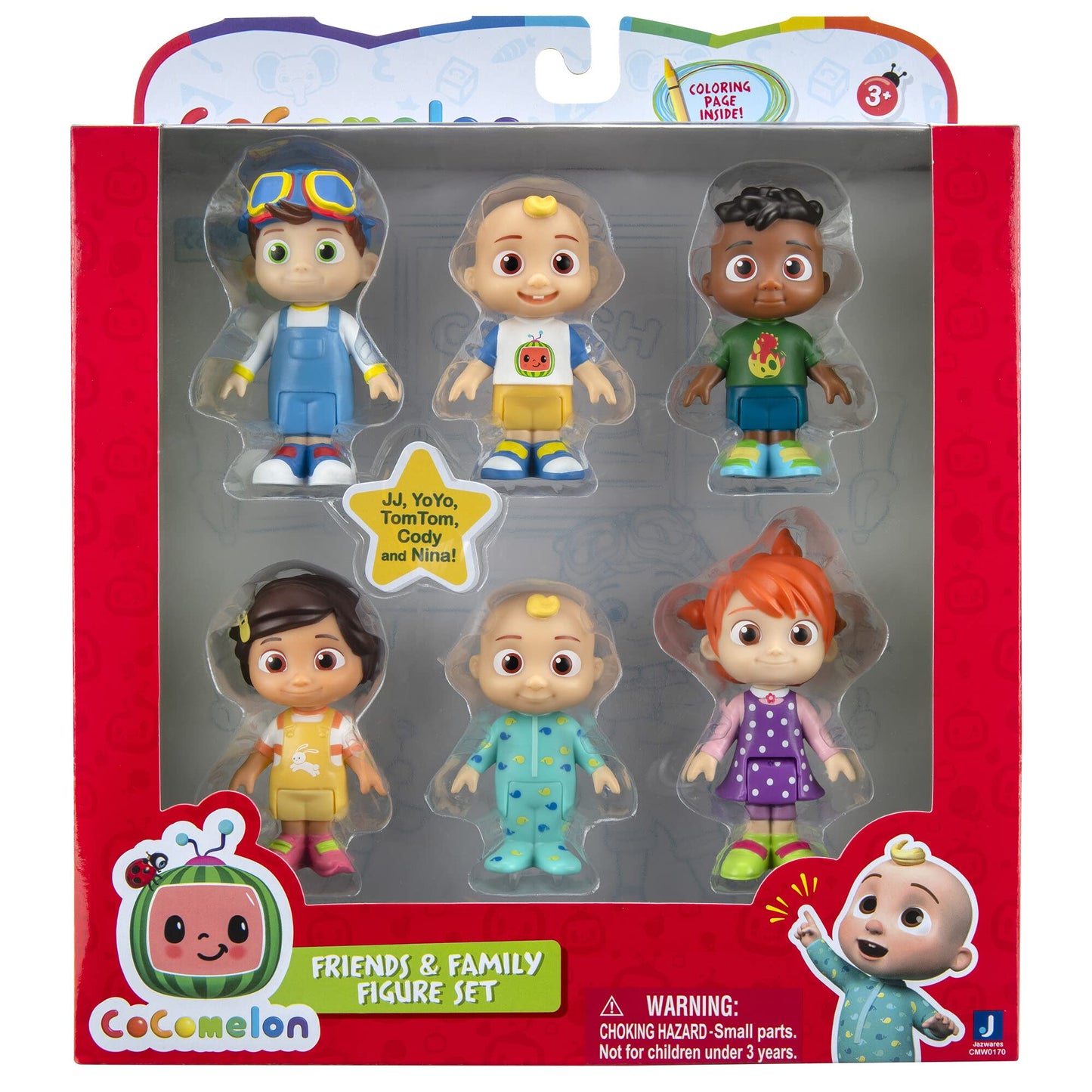 CoComelon Official Friends & Family 6-Pack – 3" Figures Includes Baby JJ (Tee & Onesie), Tomtom, YoYo, Cody & Nina, Toys for Toddlers