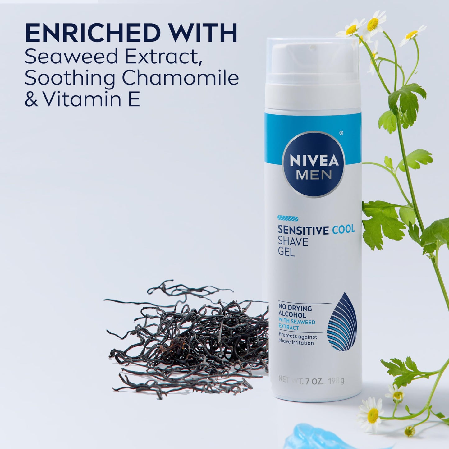 NIVEA MEN Sensitive Cooling Shave Gel with Chamomile and Seaweed Extracts, 3 Pack of 7 Oz Cans
