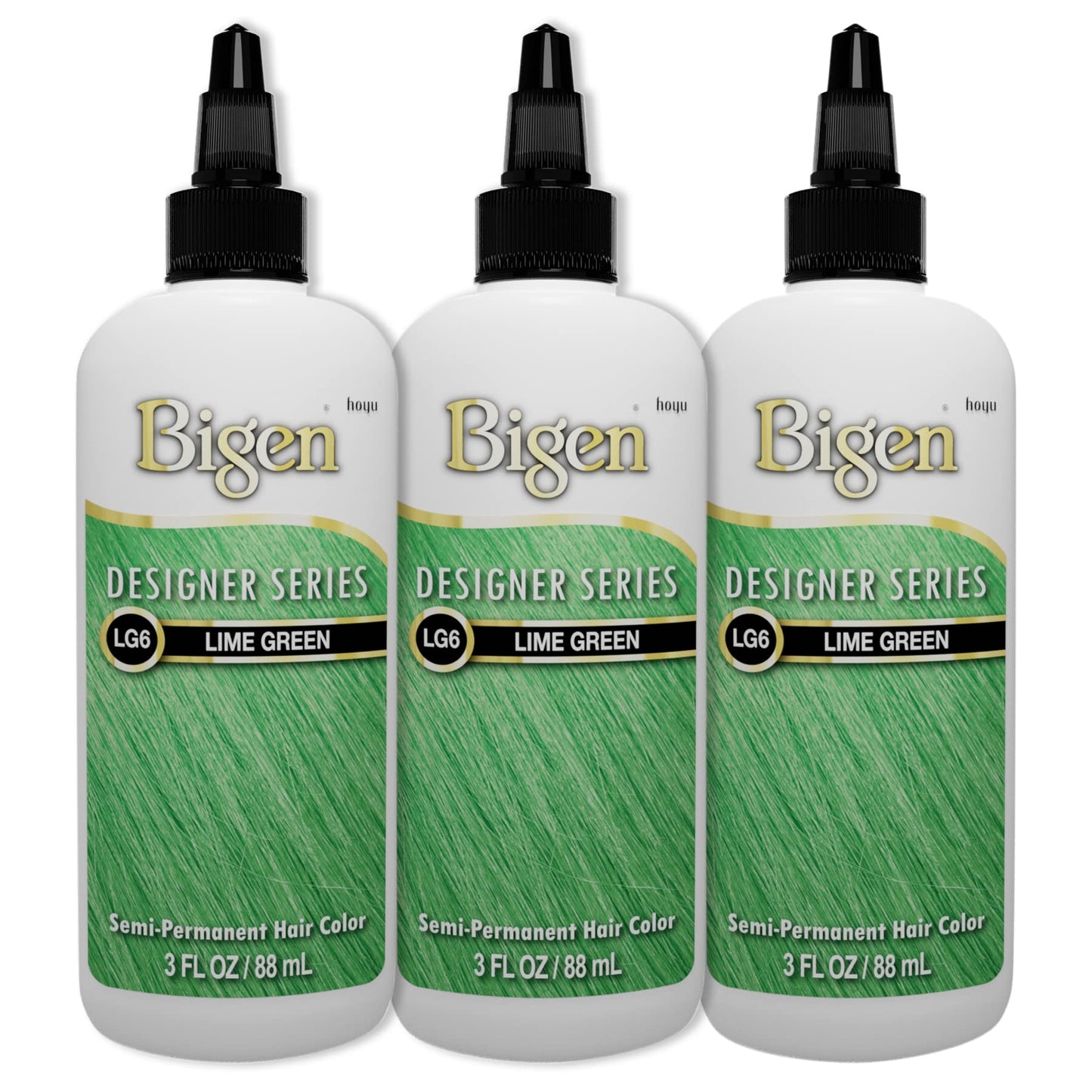 Bigen LG6 Lime Green Designer Series Semi-Permanent Hair Color (pack of 3)