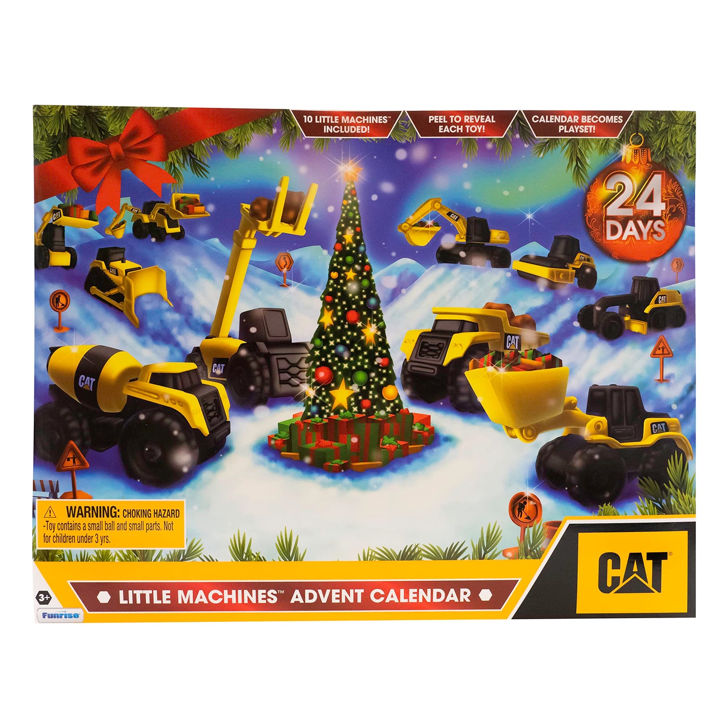 CAT Construction Toys Little Machines Advent Calendar – 24 Pc Set with 10 Mini Vehicles & Magic Insta-Dirt, Kids Ages 3+