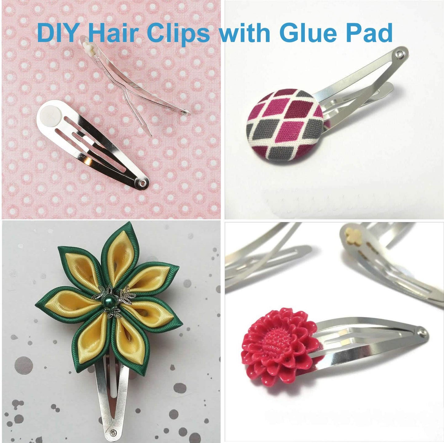 Lawie 50 Pack Bulk 2 Inch 5 CM Glue Pad Snap Metal Hair Clips Barrettes Hairpins Clips Hairgrips Craft DIY Accessories