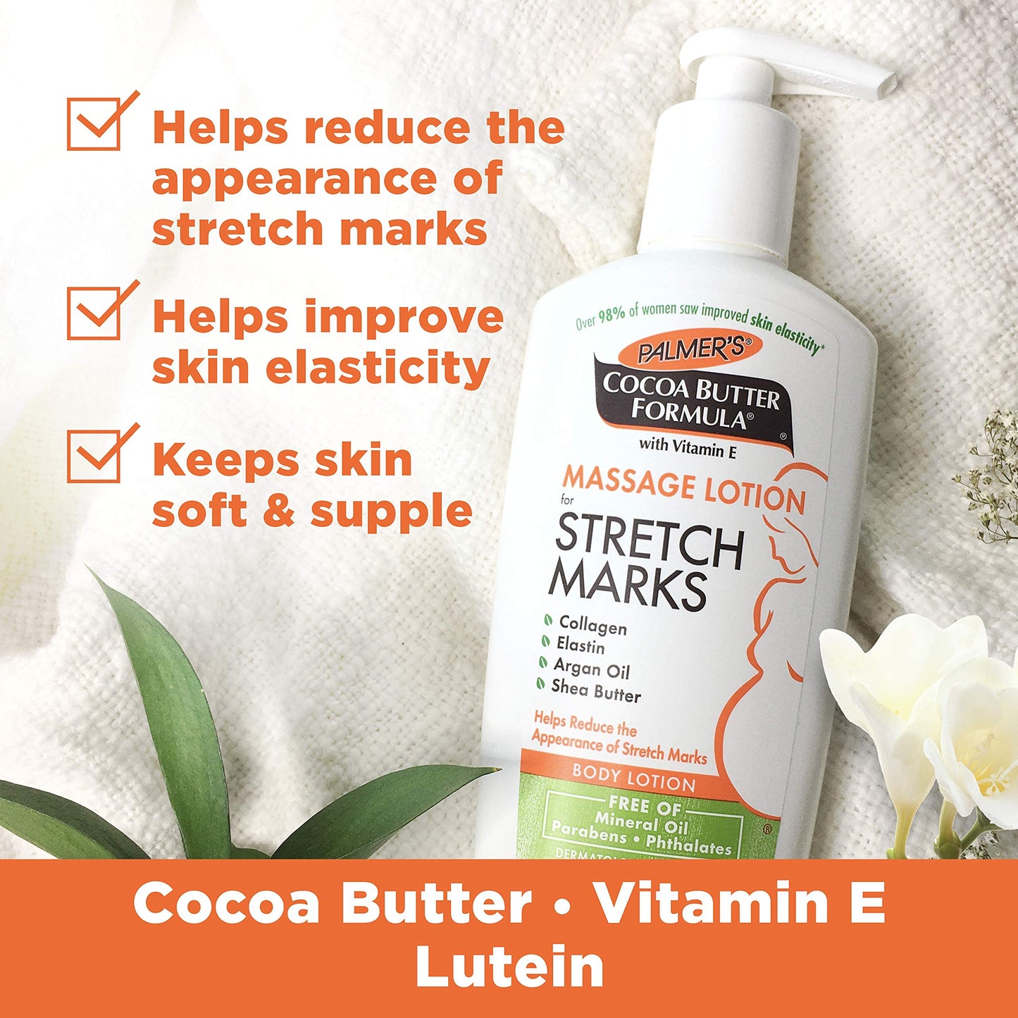 Palmer's Cocoa Butter Formula Massage Lotion For Stretch Marks with Vitamin E, Collagen and Elastin, and Shea Butter, 8.5-Ounce Bottles (Pack of 6)