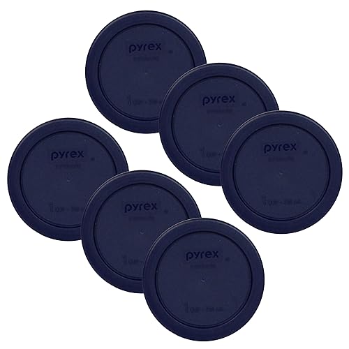 Pyrex 7202-PC 1-Cup Dark Blue Food Storage Replacement Lid (6-Pack) - Made in USA
