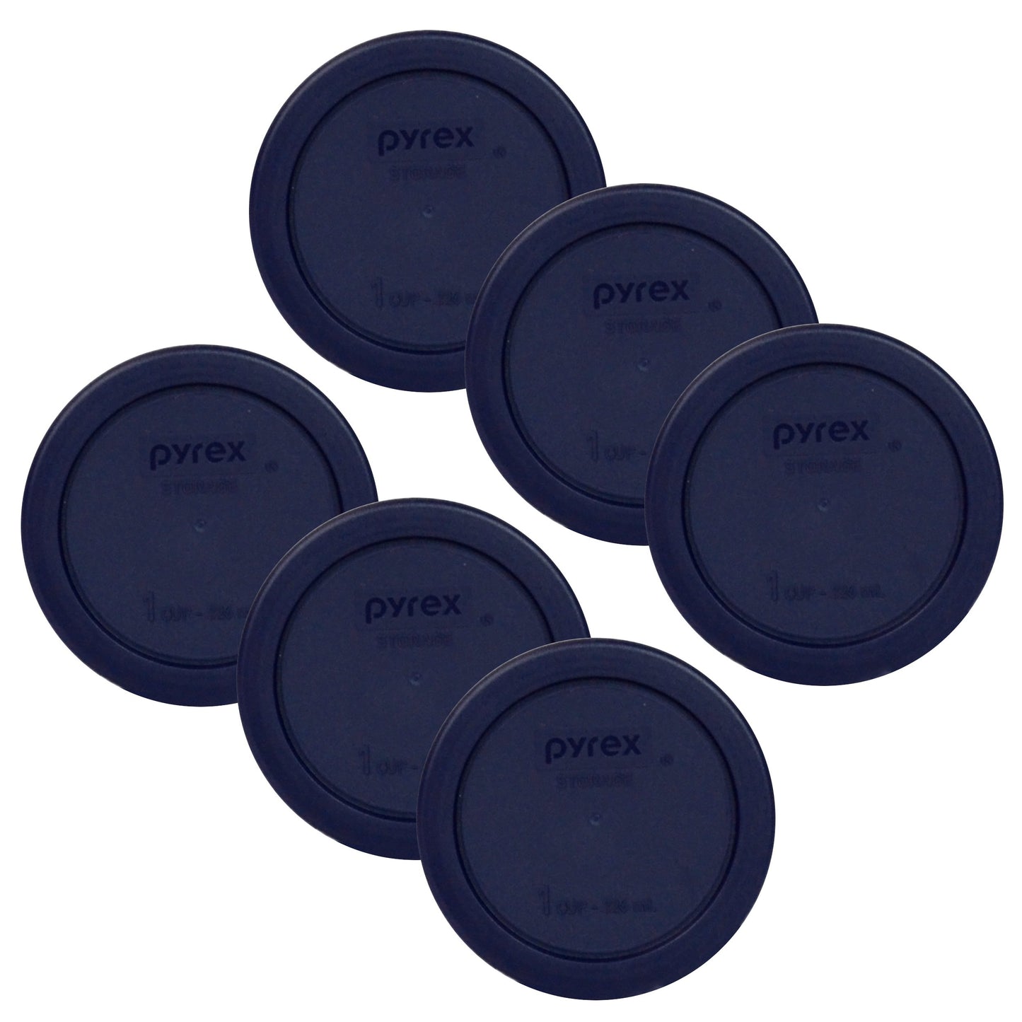 Pyrex 7202-PC 1-Cup Dark Blue Food Storage Replacement Lid (6-Pack) - Made in USA