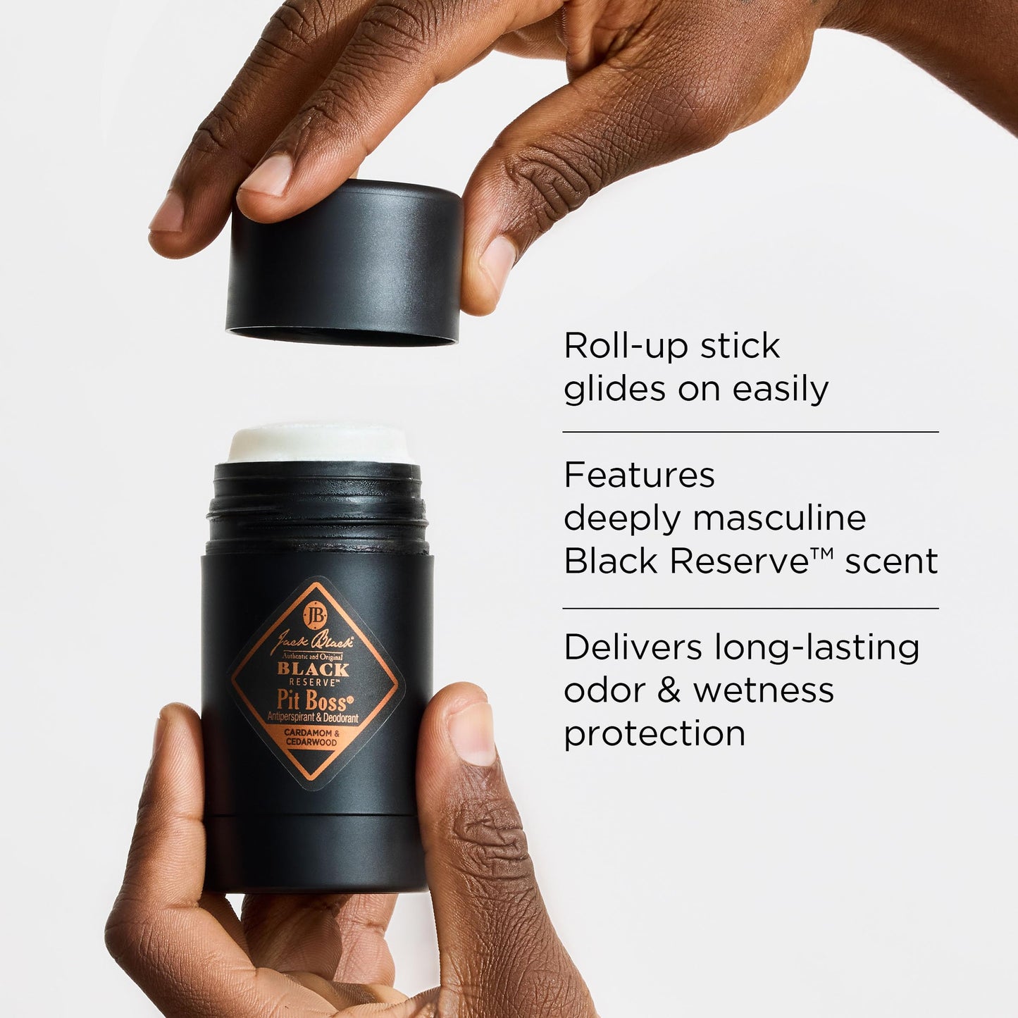 Jack Black Pit Boss Black Reserve Antiperspirant & Deodorant Men - 2.75 oz - Cardamom & Cedarwood - Mens Deodorant for Sensitive Skin