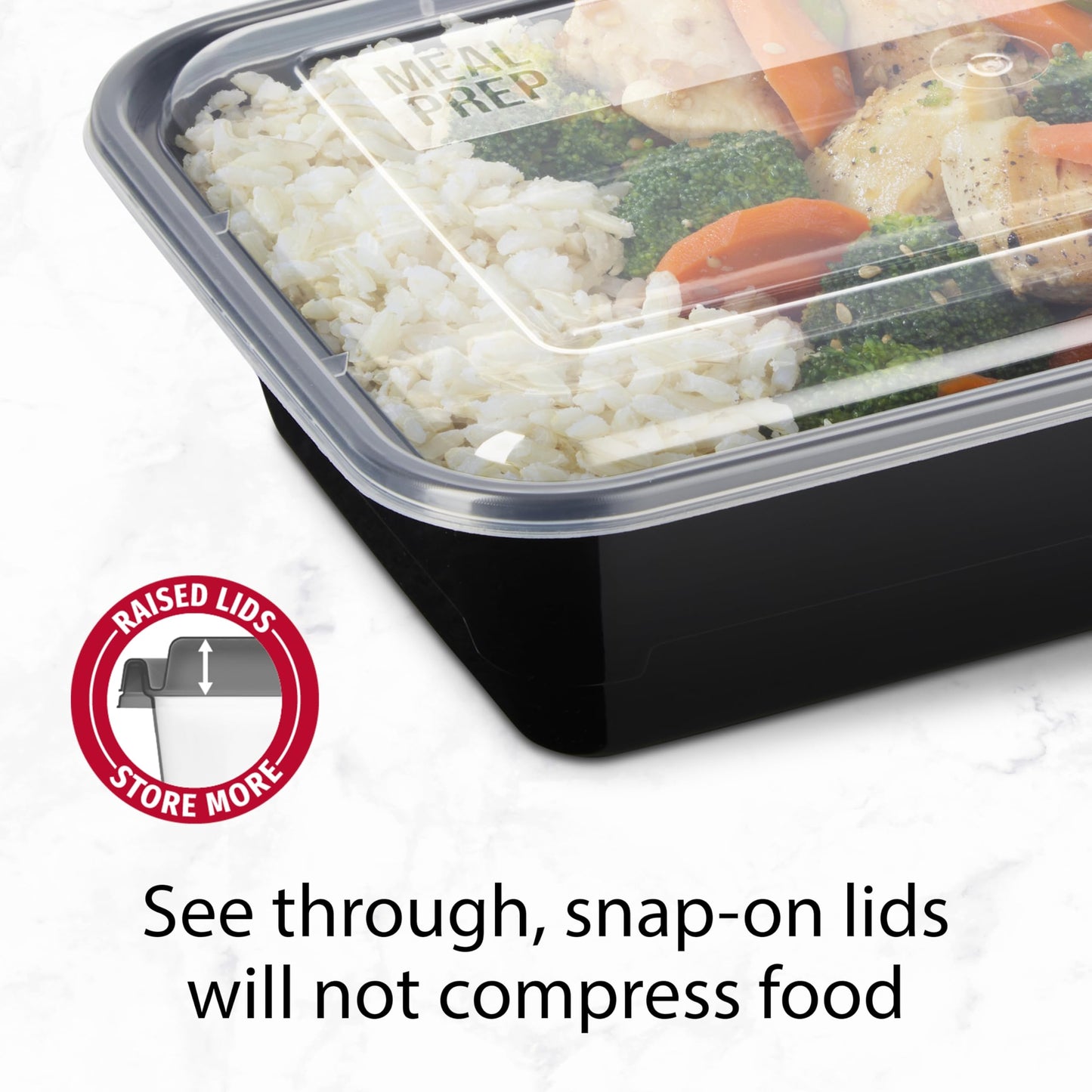 GoodCook Meal Prep Containers, Single Compartment 10-Pack, BPA-Free Reusable Food Storage, Black, Microwave & Freezer Safe, Stackable Meal Prep…