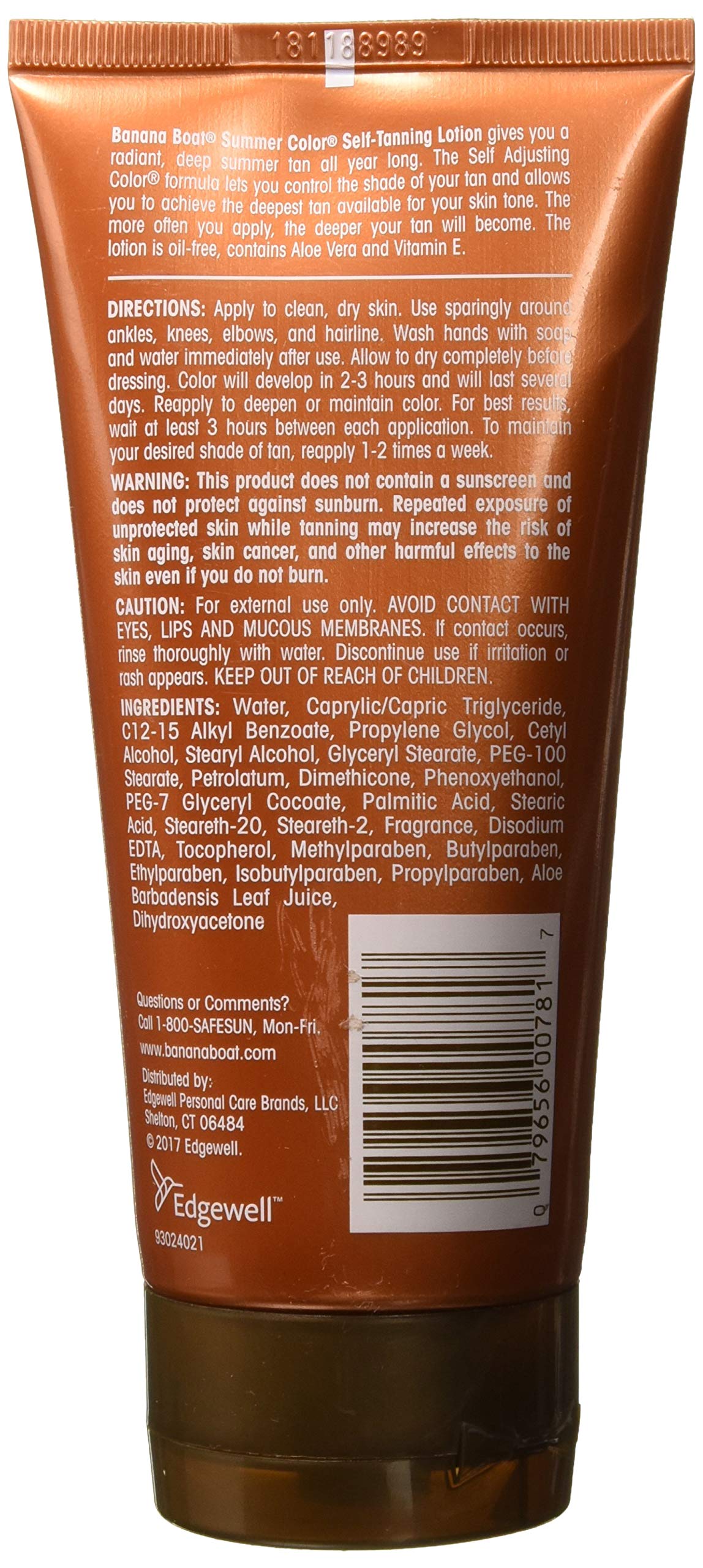 Banana Boat Summer Color Self Tanning Lotion 6oz – Sunless Tanner for All Skin Tones, Deep Dark Gradual Tan, Streak-Free, Long-Lasting Glow