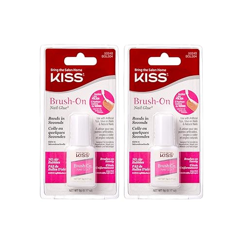 Kiss Powerflex Brush On Nail Glue 0.17 Ounce (Pack of 2)