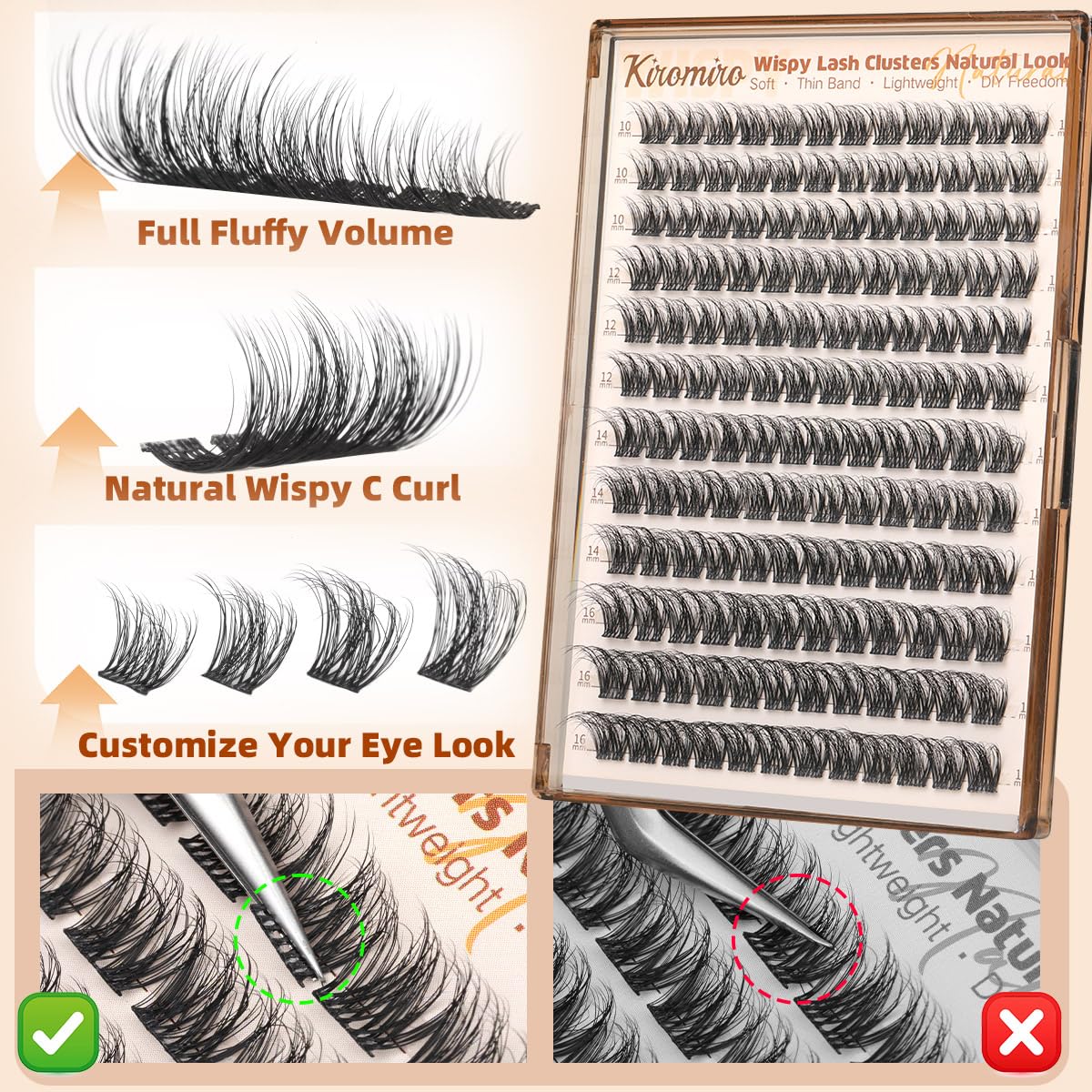 Wispy Lash Clusters Natural Eyelashes Clusters 10-16mm Fluffy Cluster Lash Extensions 144pcs Wispies Cluster Eyelashes DIY Individual Lash with Thin Beauty and Personal Care Kiromiro