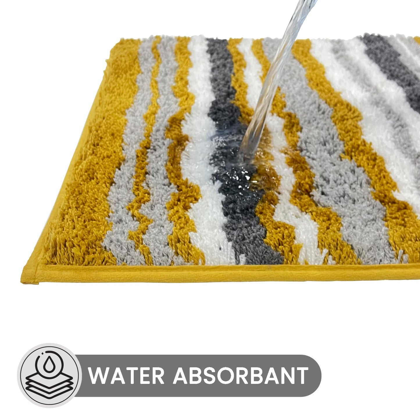 Better Trends Griffie Collection Bathroom Mat -Yellow Bathroom Rugs, Washable, Quick Dry & Absorbent Bath Mat, Farmhouse Bathroom Rug, Bath mats…