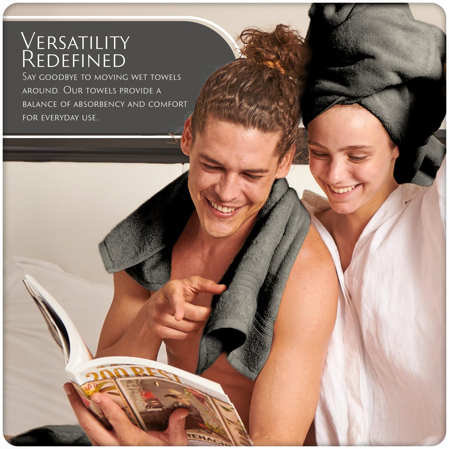 MAURA Basics Bath Towel Sets for Bathroom with Hanging Hook Loops. 2 Bath Towels, 2 Hand Towels, 2 Washcloths, Soft, Durable, Long Lasting…