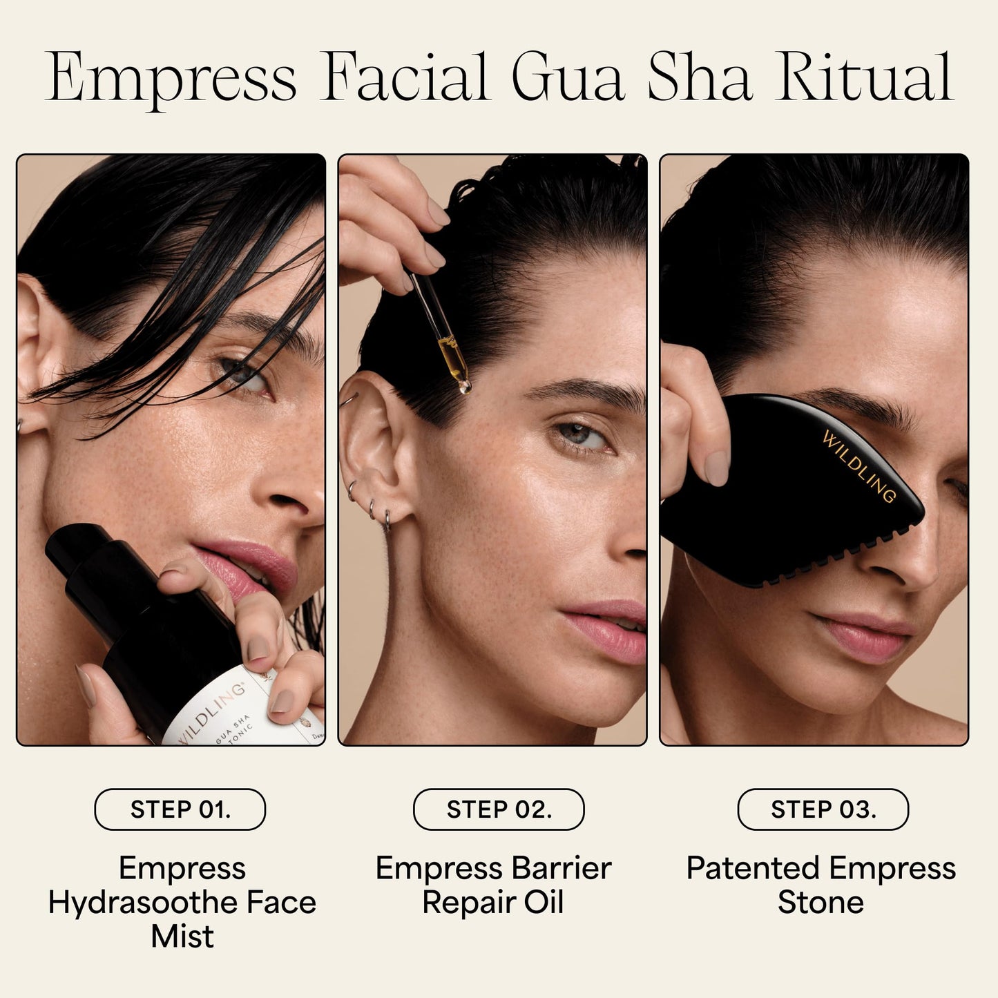 WILDLING Empress Facial Gua Sha Set I Facial Massage Tool + Facial Toner + Facial Oil to Lift, Plump, Tone + Sculpt I Patented Design 100% Authentic