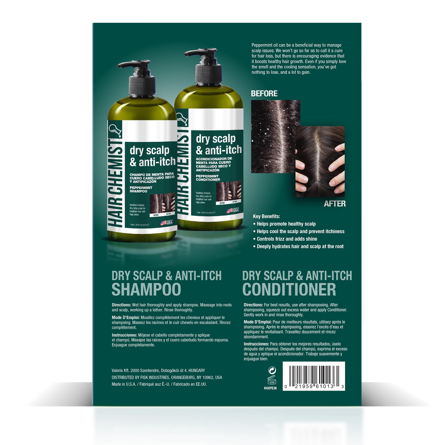 Hair Chemist Nourishing Dry Scalp & Anti-Itch Peppermint Shampoo 33.8 oz. & Conditioner 33.8 oz. 2-PC Gift Box Set - Hydrating Peppermint Shampoo