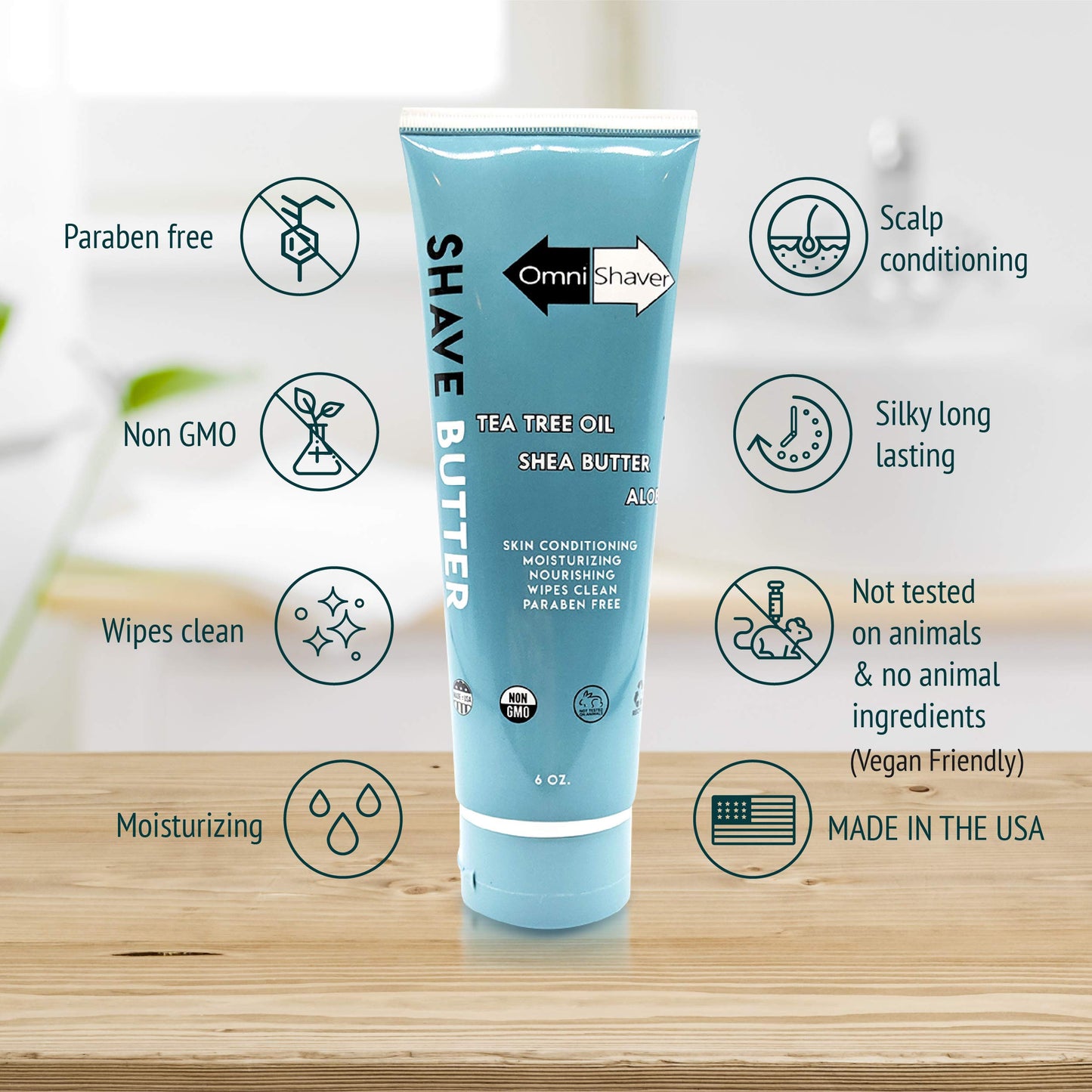 OmniShaver Shave Butter - Moisturizing Shaving Cream for Men & Women | Sensitive Skin Formula | Travel Size 6 oz | Aloe, Tea Tree & Shea Butter…