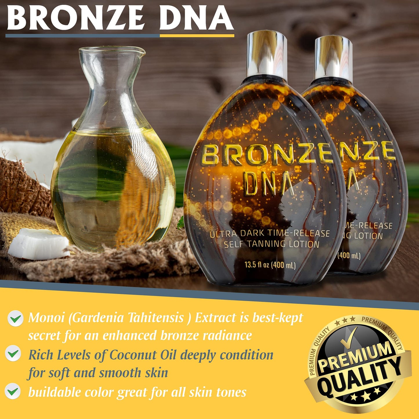 Bronze DNA Natural Sunless Self Tanning Lotion - Sunless Tanner for Women and Men - The Gradual Self Tan for Light, Medium & Dark Tans - Physics Color
