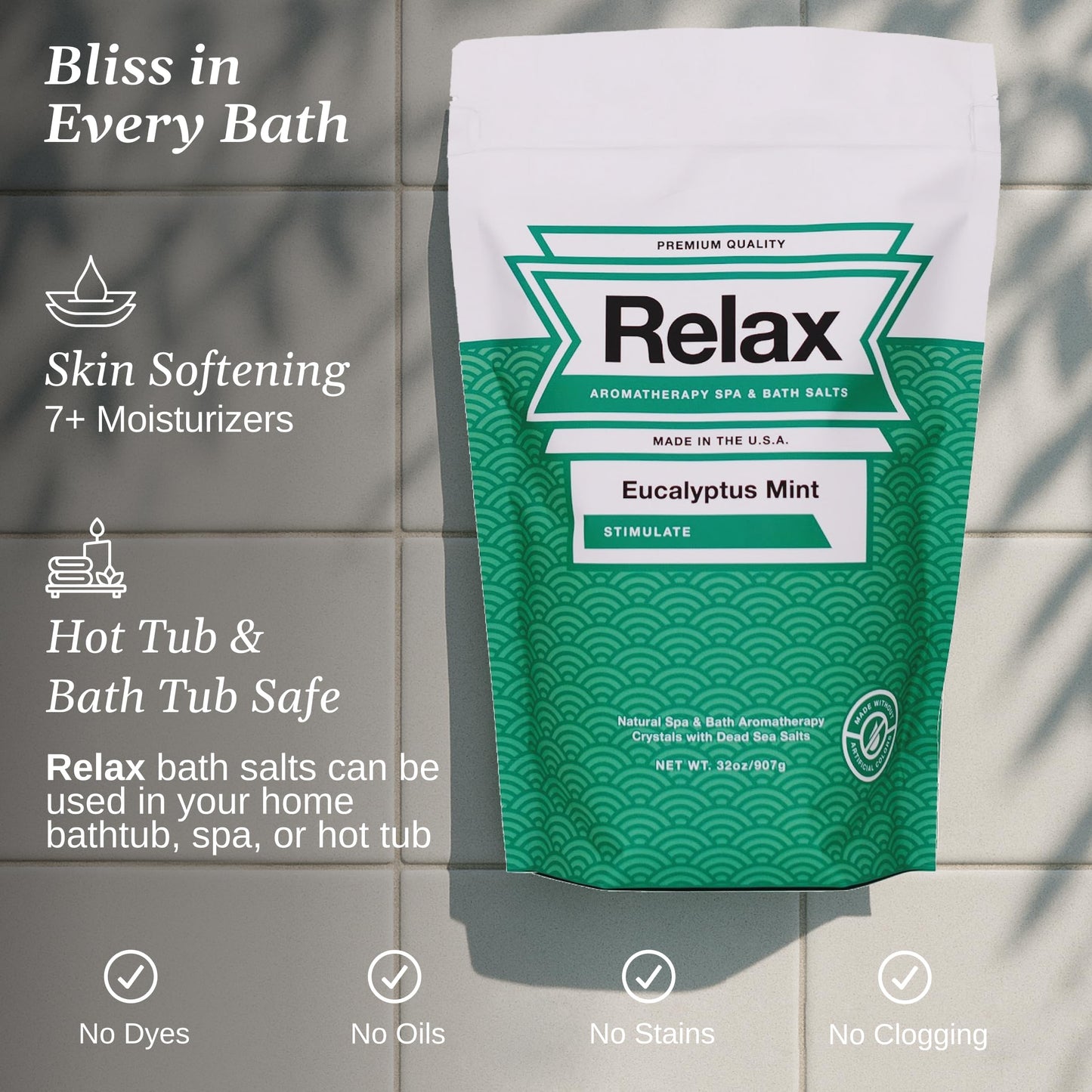 Relax Spa & Bath Aromatherapy Bath Salts for Hot Tub, Bath, or Spa, 2LB Bag Infused with Magnesium, Bath Salt for Soaking, Eucalyptus Mint Scent Beauty and Personal Care Relax Spa & Bath