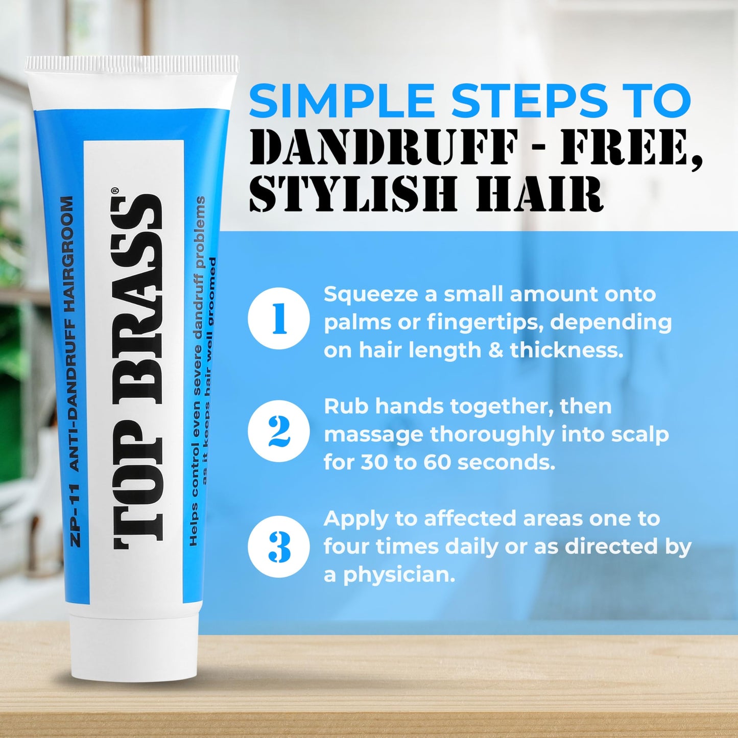 Top Brass Anti Dandruff Hair Cream for Men & Women - Hair Cream for Styling Infused with Beeswax & Candelilla - Relieves Scalp Dryness, Dandruff