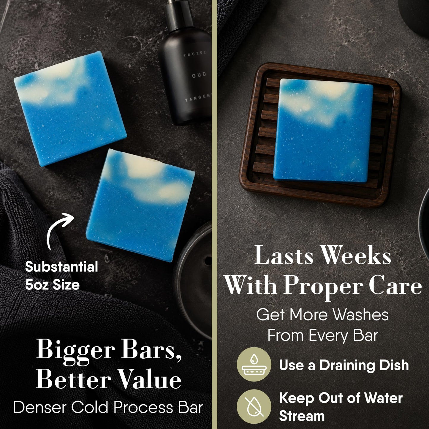 360Feel Cool Water Soap - Made in The USA - Castile Handmade All Natural Cold Processed - Infused with Cool Water Scent for Gentle Cleanse Beauty & Personal Care 360Feel