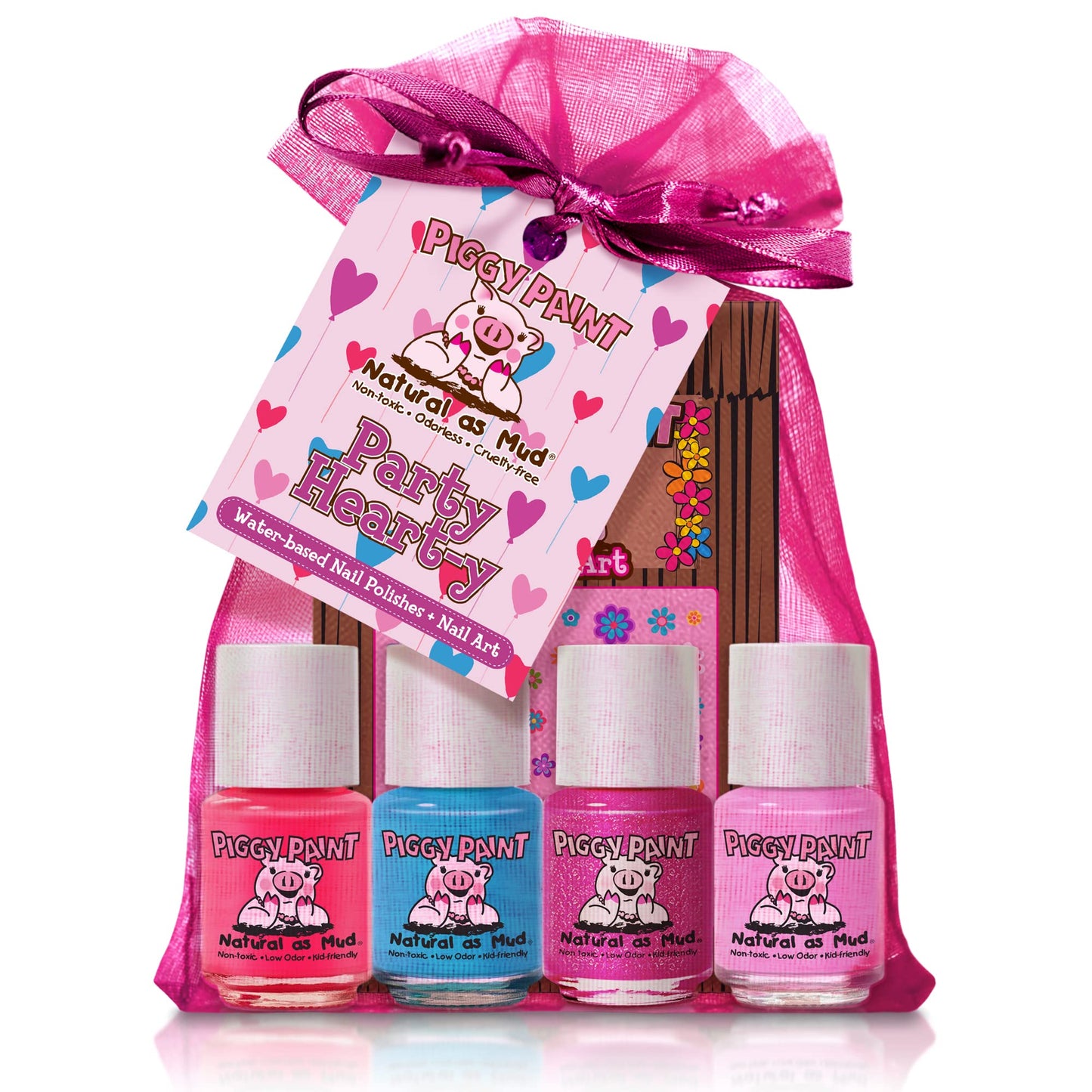 Piggy Paint | 100% Non-Toxic Girls Nail Polish | Safe, Cruelty-free, Vegan, & Low Odor for Kids | Party Hearty (4 Polish + Nail Art Gift Set) Beauty & Personal Care Piggy Paint