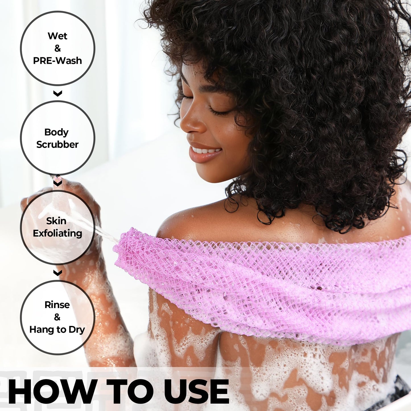 Authentic African Net Sponge 2 Pieces - Back Scrubber for Body - Seawave & Lilac Exfoliating Washcloth with Knots for Shower - Shower Exfoliator Beauty and Personal Care RelaxScene