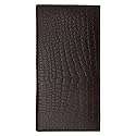 MARSHAL Genuine Leather Slim Crocodile Checkbook Cover (Brown)