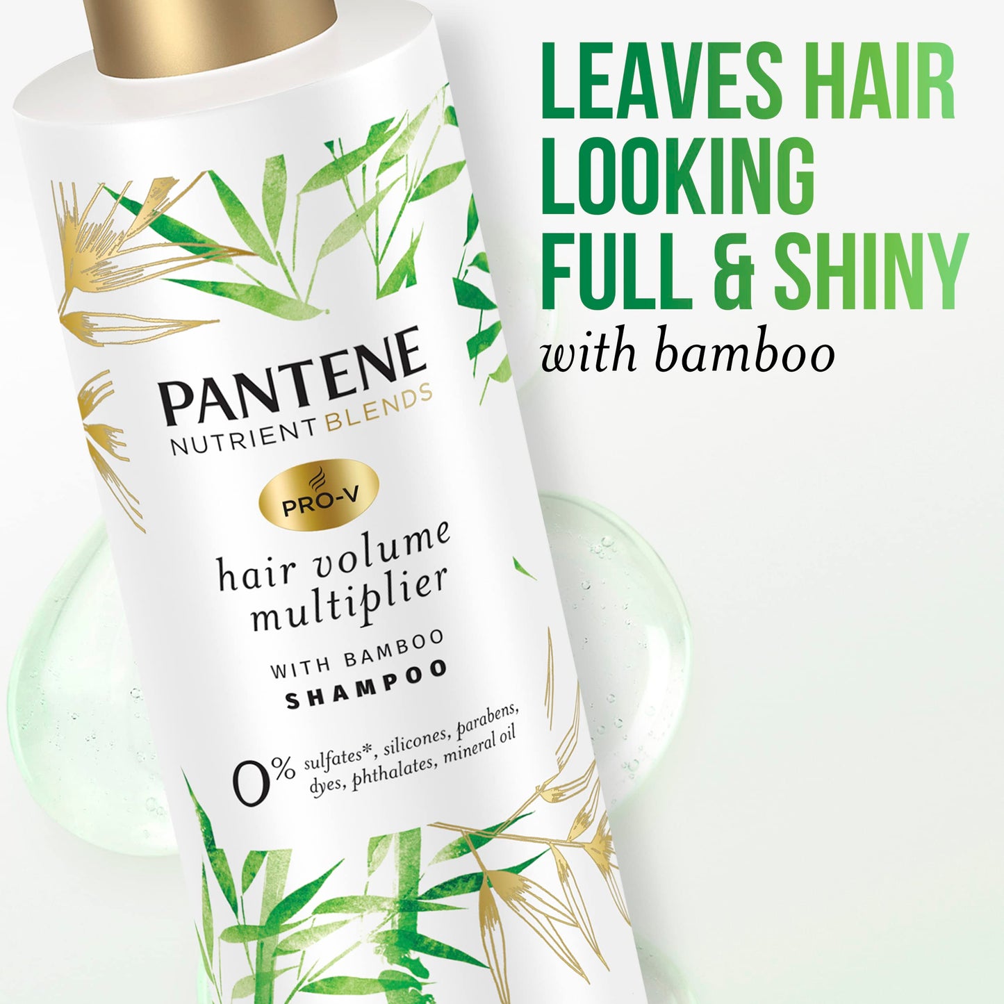 Pantene Sulfate Free Shampoo and Conditioner Set, Volumizing Shampoo and Conditioner for Fine or Flat hair with Bamboo, Safe for Color Treated Hair