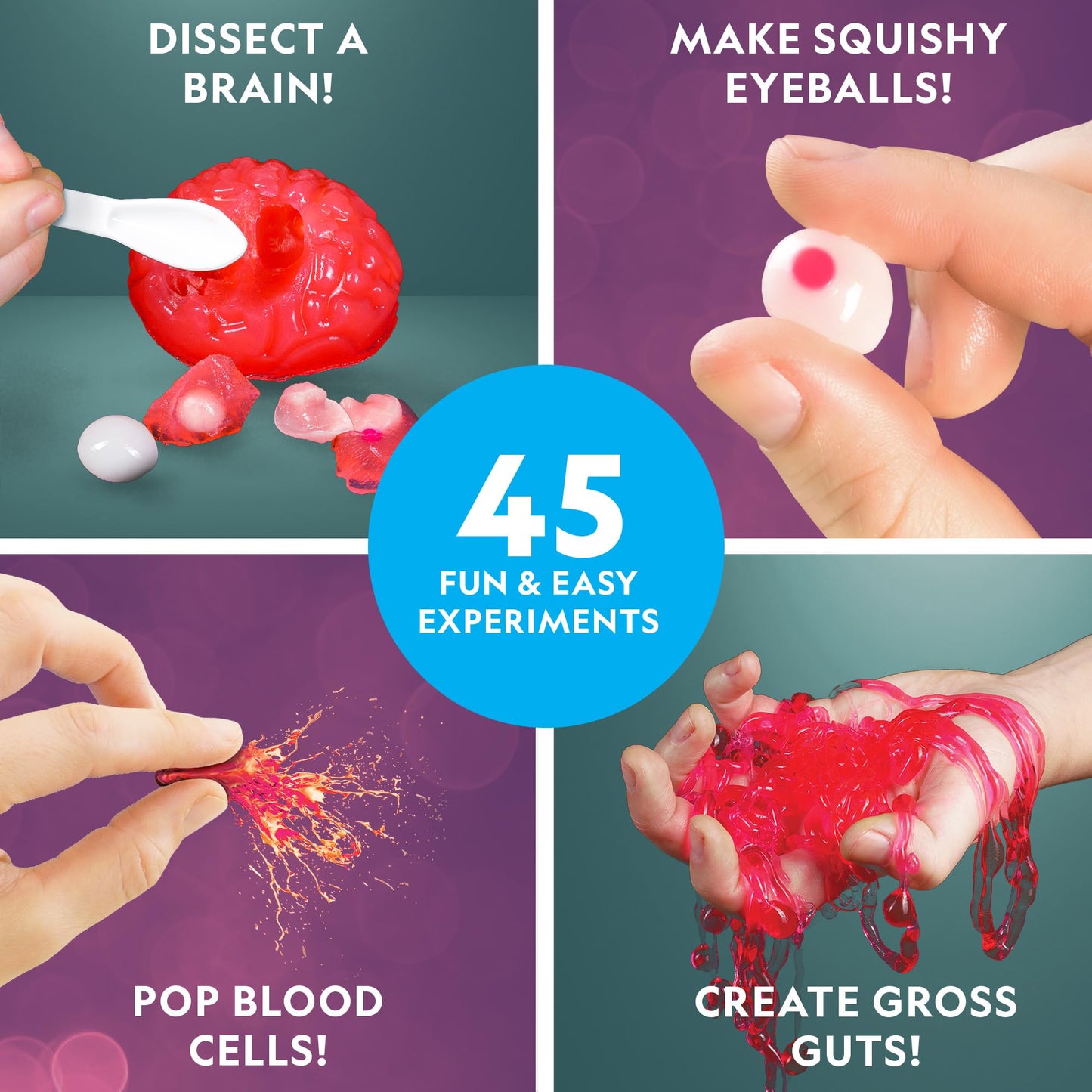 NATIONAL GEOGRAPHIC Gross Science Kit – 45 Experiments, Slime & Brain Dissection, Creepy STEM Toys & Halloween Gifts for Kids 8-12