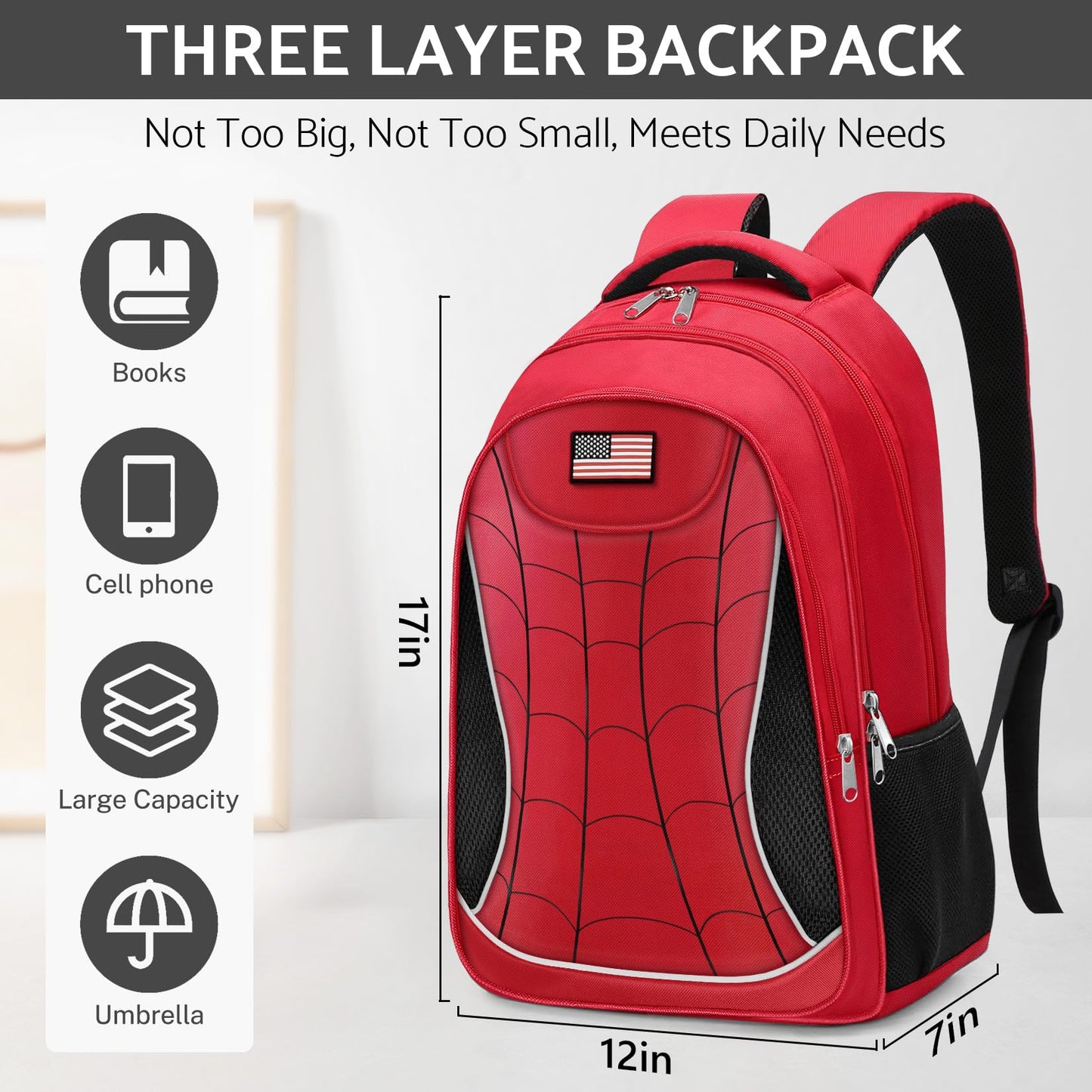 Meiwaote Kids Backpack for Boys,Cool Boys Backpack for Children Elementary Middle School Students,Lightweight School Bookbag for Travel and Daily Use