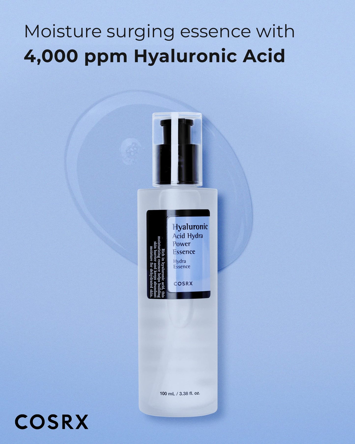 COSRX Hyaluronic Acid Toner, 3.38 fl.oz / 100ml, For Dry Skin, Lightweight Daily Essence, Day and Night, Korean Skin Care, Animal Testing Free