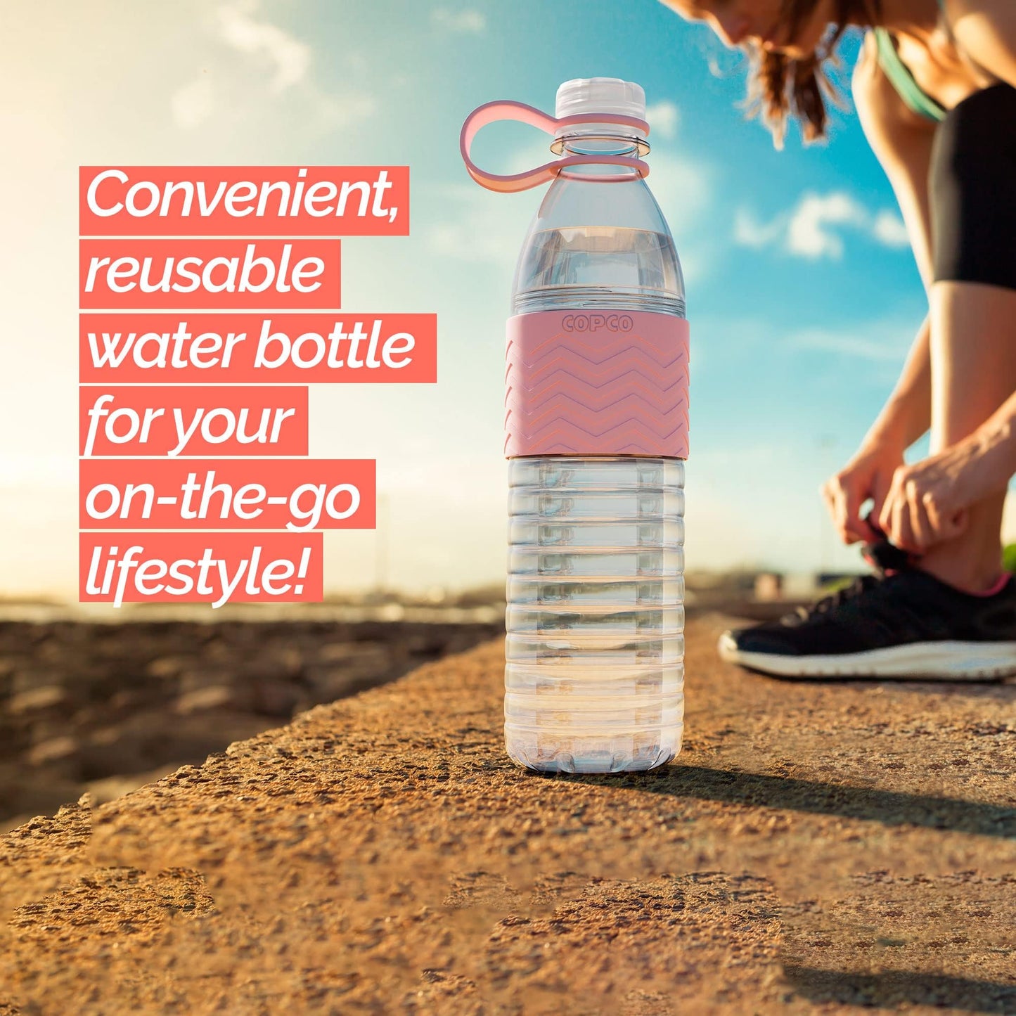 Copco Hydra 20 oz Tritan Water Bottle with Leak-Proof Lid & Textured Grip - BPA-Free, Dishwasher Safe, Easy Twist-Open for Ice & Fruit - Fits Cup