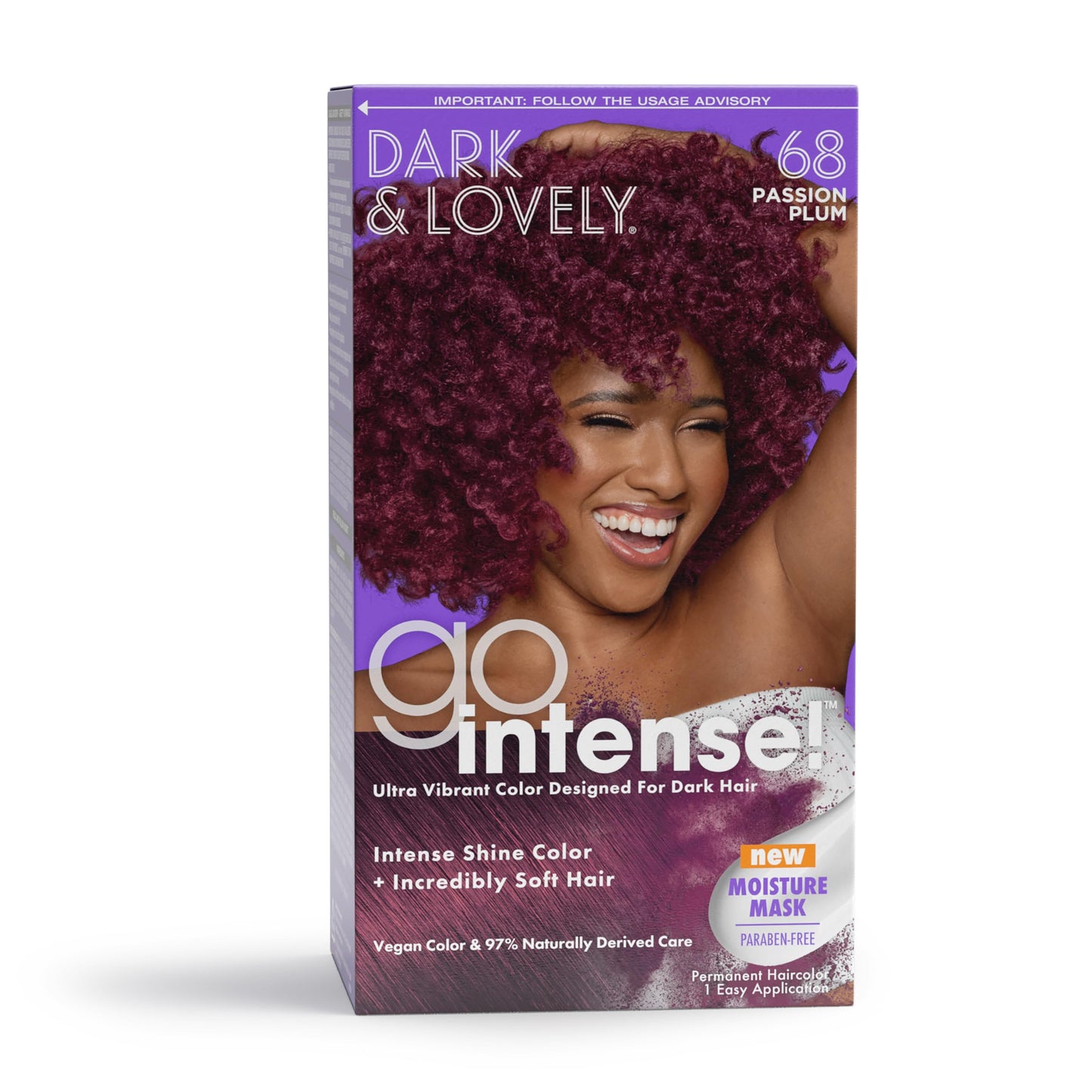 SoftSheen-Carson Dark and Lovely Ultra Vibrant Permanent Hair Color, Go Intense Hair Dye with Olive Oil for Shine and Softness, Passion Plum