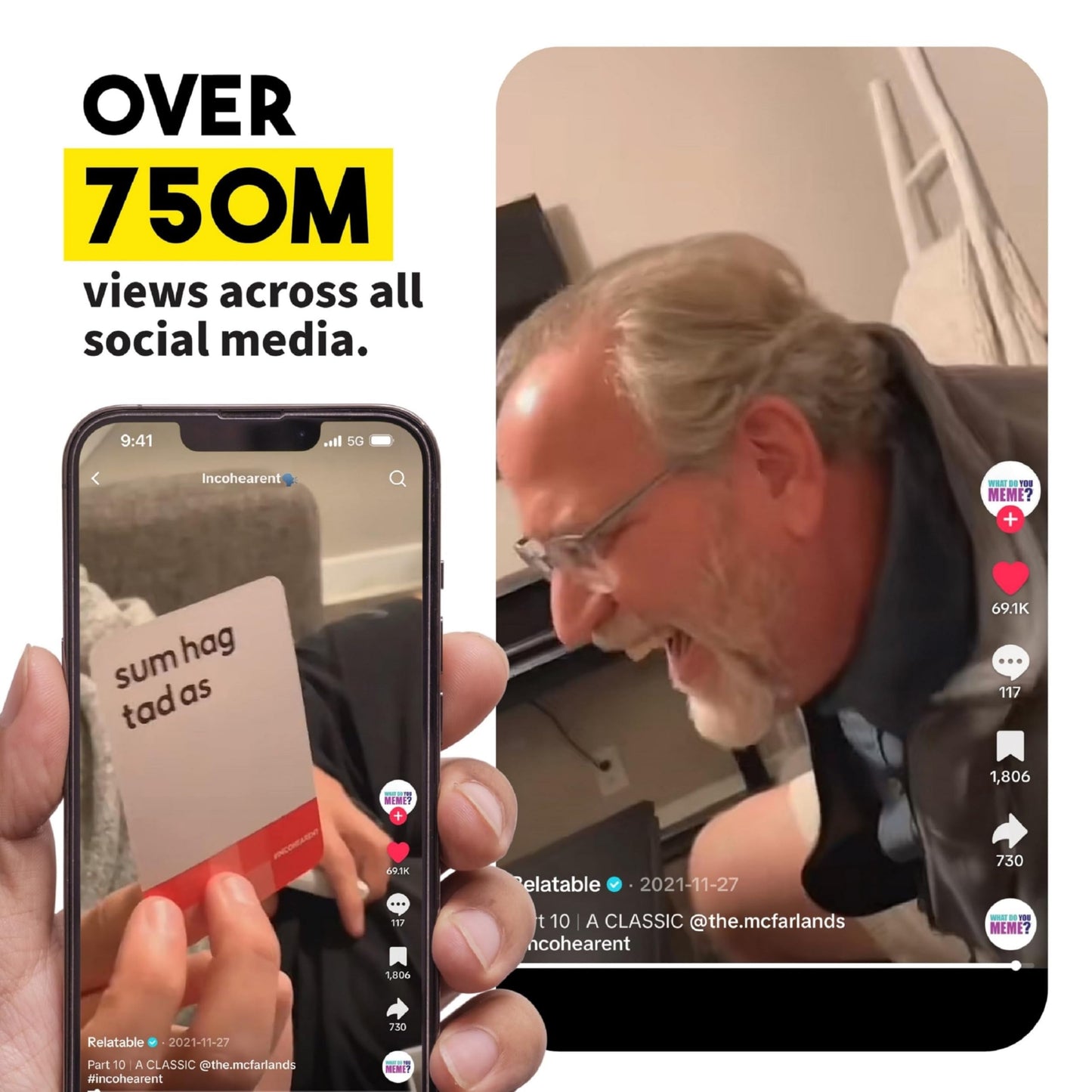 WHAT DO YOU MEME? Incohearent, The Guess The Gibberish Party Game by Relatable, A Funny Card Game for Adults, Great for Game Night Games, Includes…