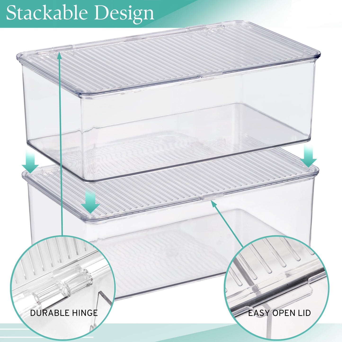 Pantry Storage Bins for with Hinged Lids