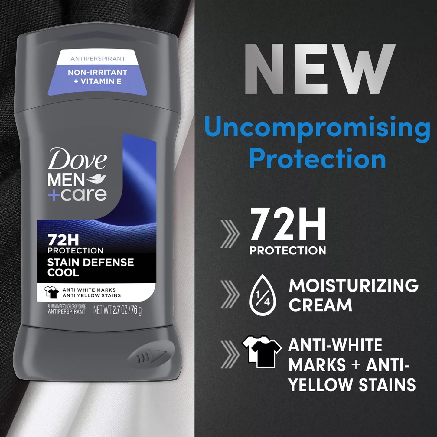 Dove Men+Care Deodorant Stick 4 Count Stain Defense Cool for Men, Anti-white Marks & Anti-yellow Stains with 72-hour Sweat and Odor Protection 2.7 oz Beauty and Personal Care DOVE MEN + CARE