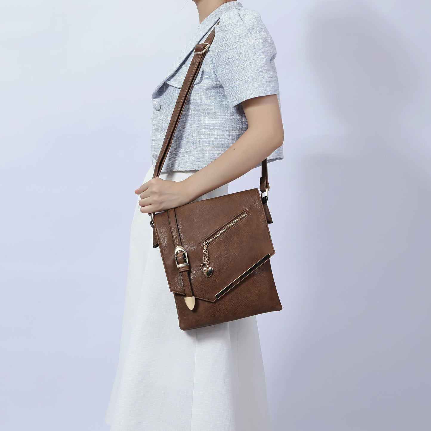 Mia K MKF Collection Crossbody Sling Shoulder Bag - Vegan Leather Ladies Small Purse Handbag