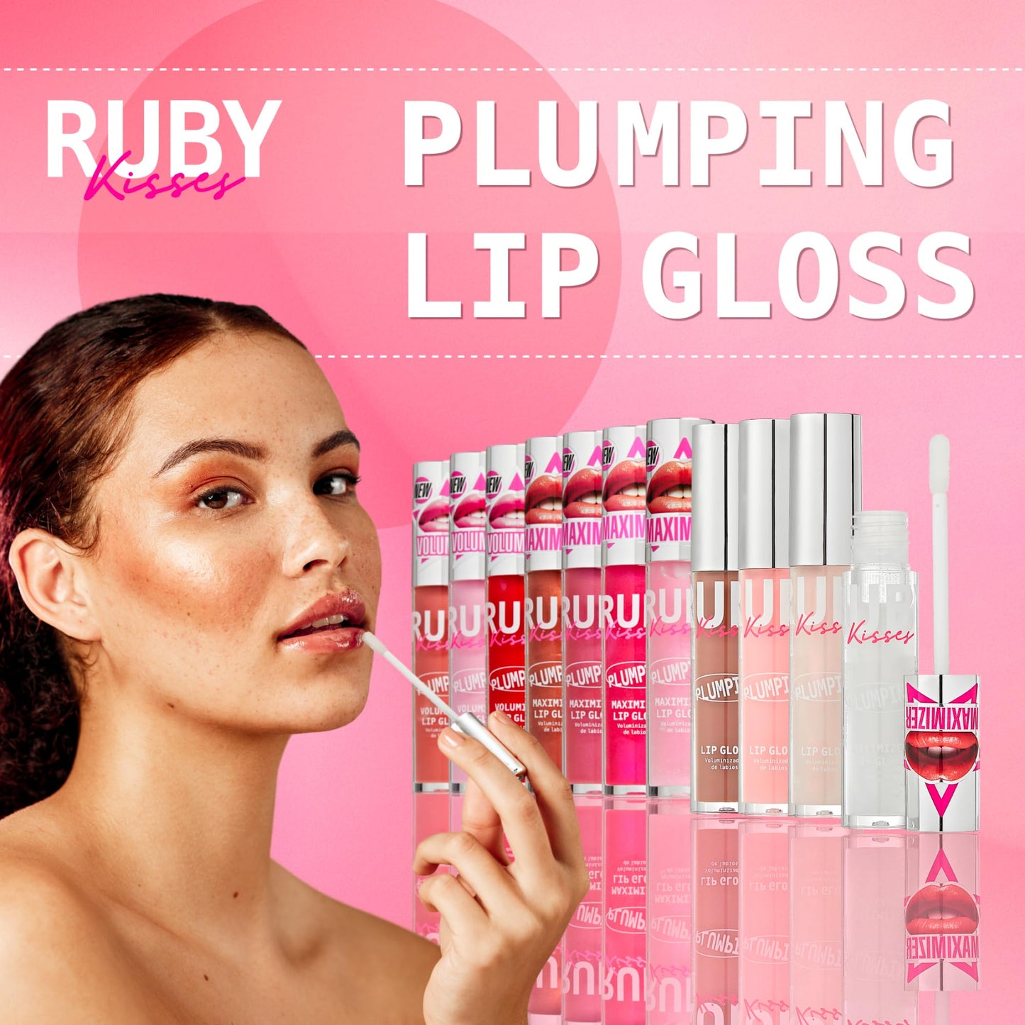 Ruby Kisses Hyaluronic Lip Gloss, High-Shine Volumizing Plumping Hydrating