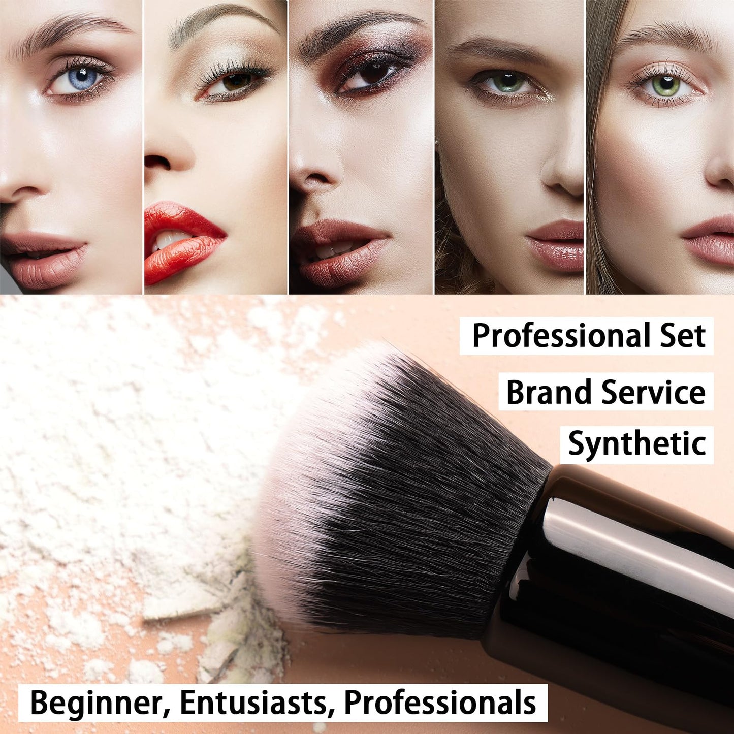 Raffaello Makeup Brushes 15Pcs Makeup Brush Set Premium Synthetic Powder Foundation Contour Blush Concealer Eye Shadow Blending Liner Make Up Brush