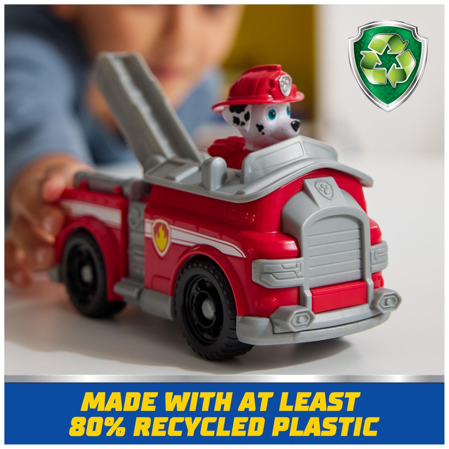 PAW Patrol, Marshall’s Firetruck, Toy Vehicle with Collectible Action Figure, Sustainably Minded Kids Toys for Boys & Girls Ages 3 and Up