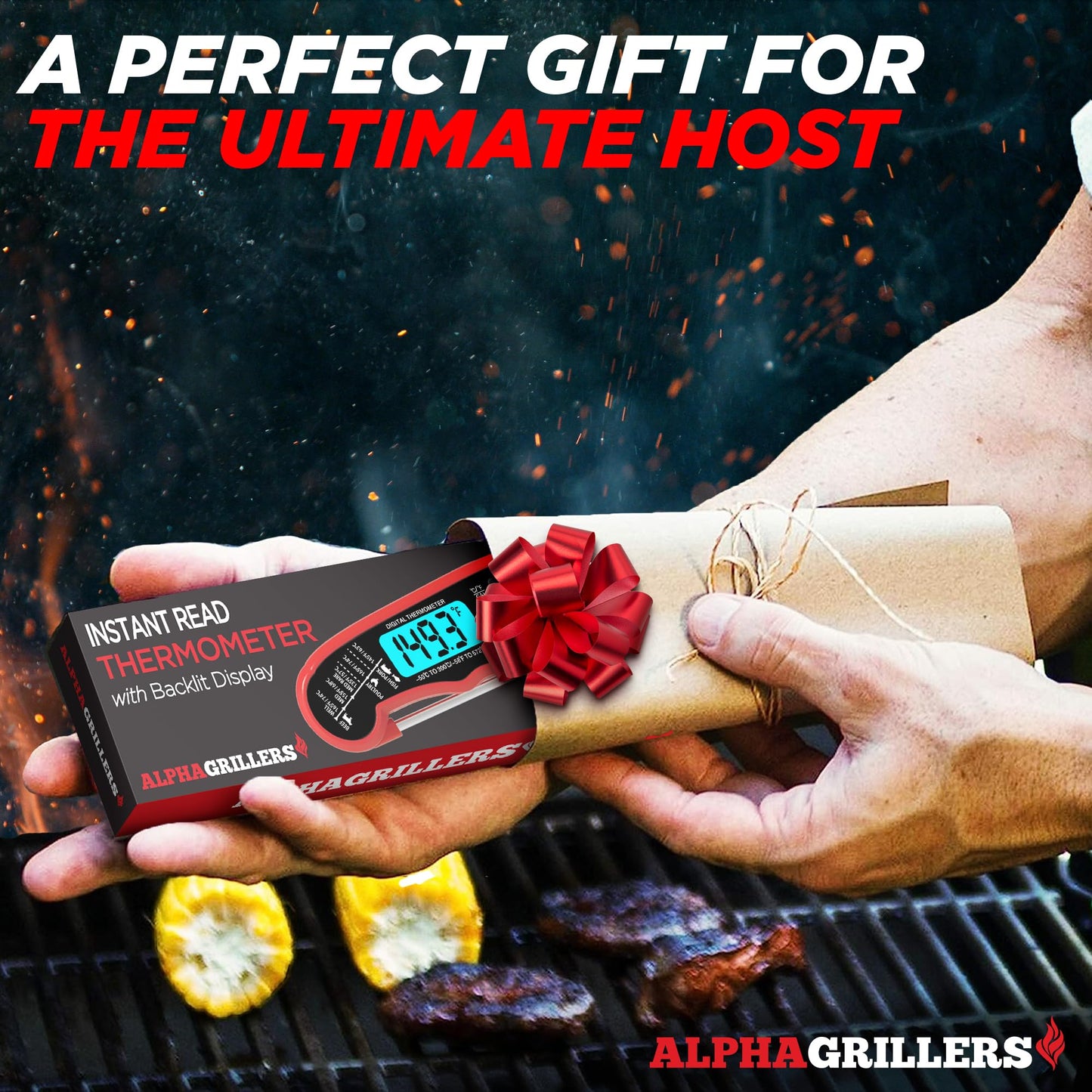 Alpha Grillers Digital Meat Thermometer – Instant Read Probe for Cooking, Grilling, Air Fryer, BBQ – Great Gift for Dad or Him