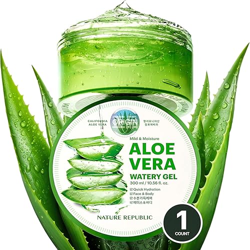 Nature Republic MILD & MOISTURE ALOE VERA WATERY GEL (1 PCS) Quick Hydration & Moisturizing,fast absorbing non-sticky texture,korean skin care