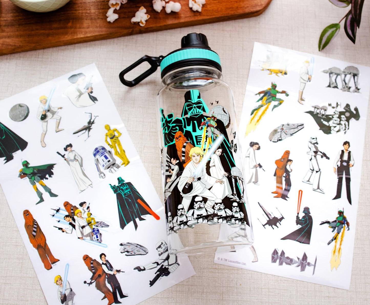 Star Wars Legacy Group Twist Spout Plastic Water Bottle Jug and Sticker Set For Personalizing | Holds 32 Ounces