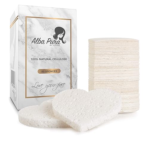 Compressed Facial Sponges for Sensitive Skin Natural Cellulose Sponge for Face Cleansing Exfoliating and Makeup Removal, Professional use Deep Clean
