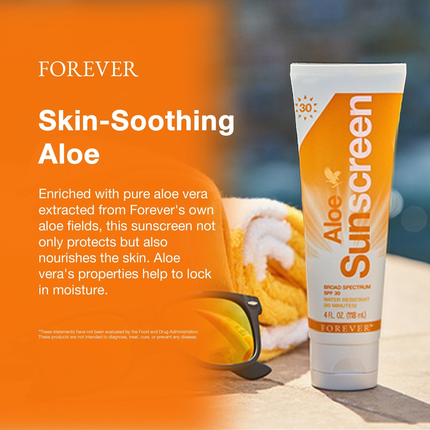 Forever Living - Aloe Sunscreen SPF 30 - with Aloe Vera, Water-Resistant Broad Spectrum UVA and UVB Defense, 4 fl oz