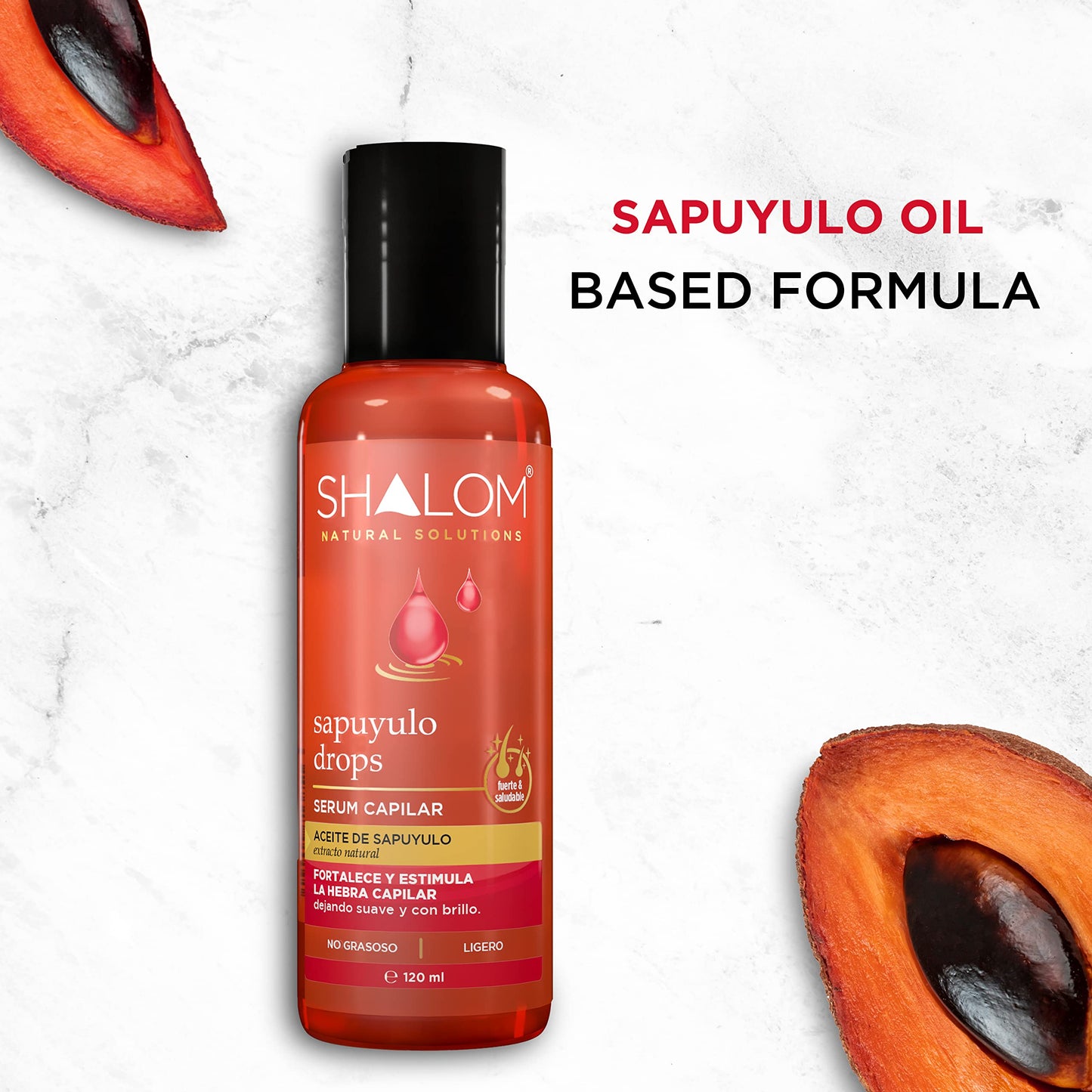 SHALOM Drops Hair Serum with Sapuyulo Oil, Strengthens Hair Strands for a Healthy and Shiny Look, Non-Greasy, Lihtweight, 4 fl oz