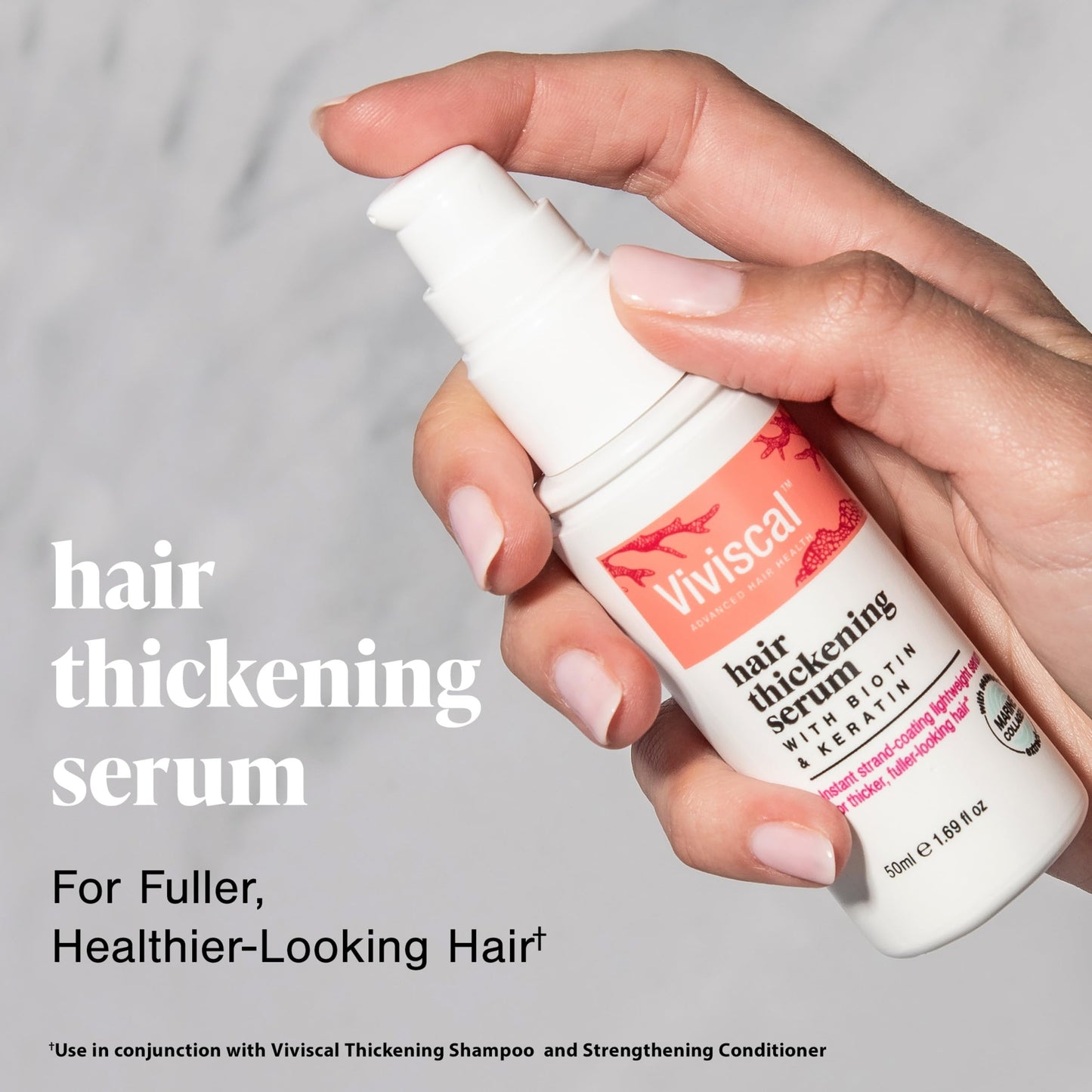 Viviscal Hair Thickening Serum, Leave-in Elixir for Thicker, Fuller Looking Hair, Instant Lightweight Hair Product with Keratin & Biotin, 1.69 fl oz