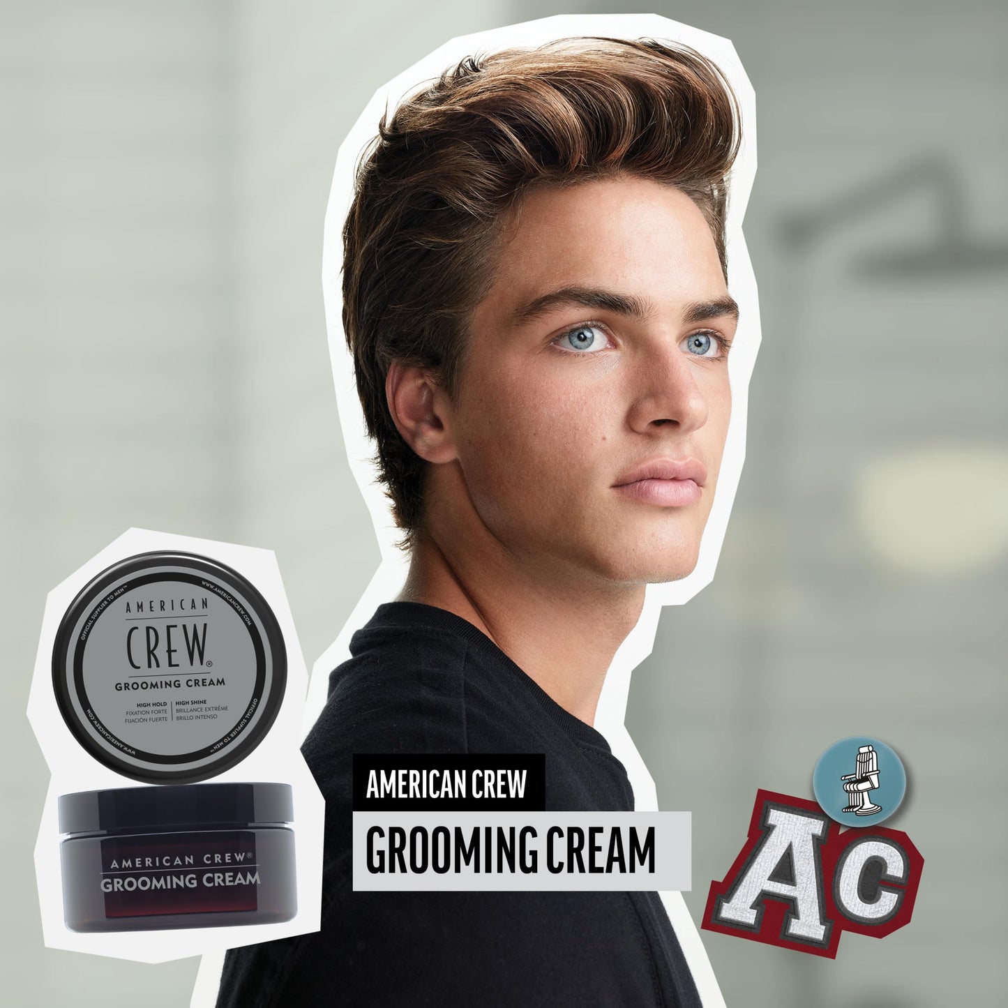 American Crew Men's Grooming Cream, Like Hair Gel with High Hold & High Shine, Stocking Stuffer for Him, 3 oz