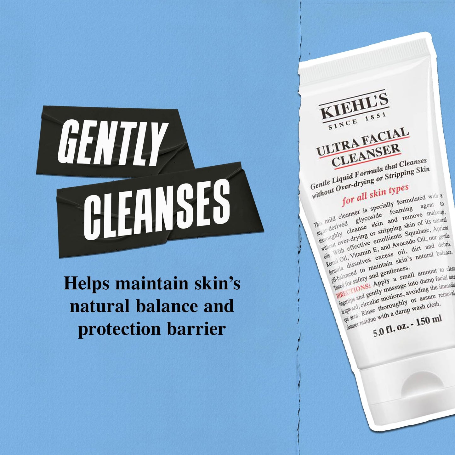 Kiehl's Ultra Facial Cleanser, Lightweight Foamy Facial Cleanser, Enriched Formula that Replenishes Skin Barrier, Gently Exfoliates and Moisturizes